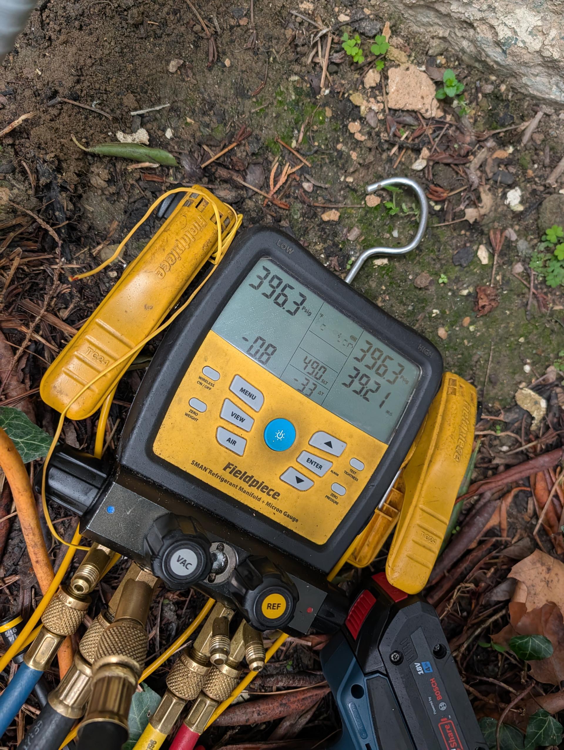 No heating, no cooling
Minisplit system with (4) indoor heads.
System was completely empty of refrigerant.
Found leak at suction line connection at outdoor unit from the indoor head installed most recently April 2025.
Tightened and pressurized system to 400 psi checked for any other leaks.
Triple evacuated system (evacuate, break vacuum with nitrogen 2X, then pull final vacuum) to manufacturer standard 500 microns. Pulled vacuum through both ports. 
Charged system factory charge plus what is needed based on piping length 9#
Tested system in cooling and heating.

System operating well at this time. 