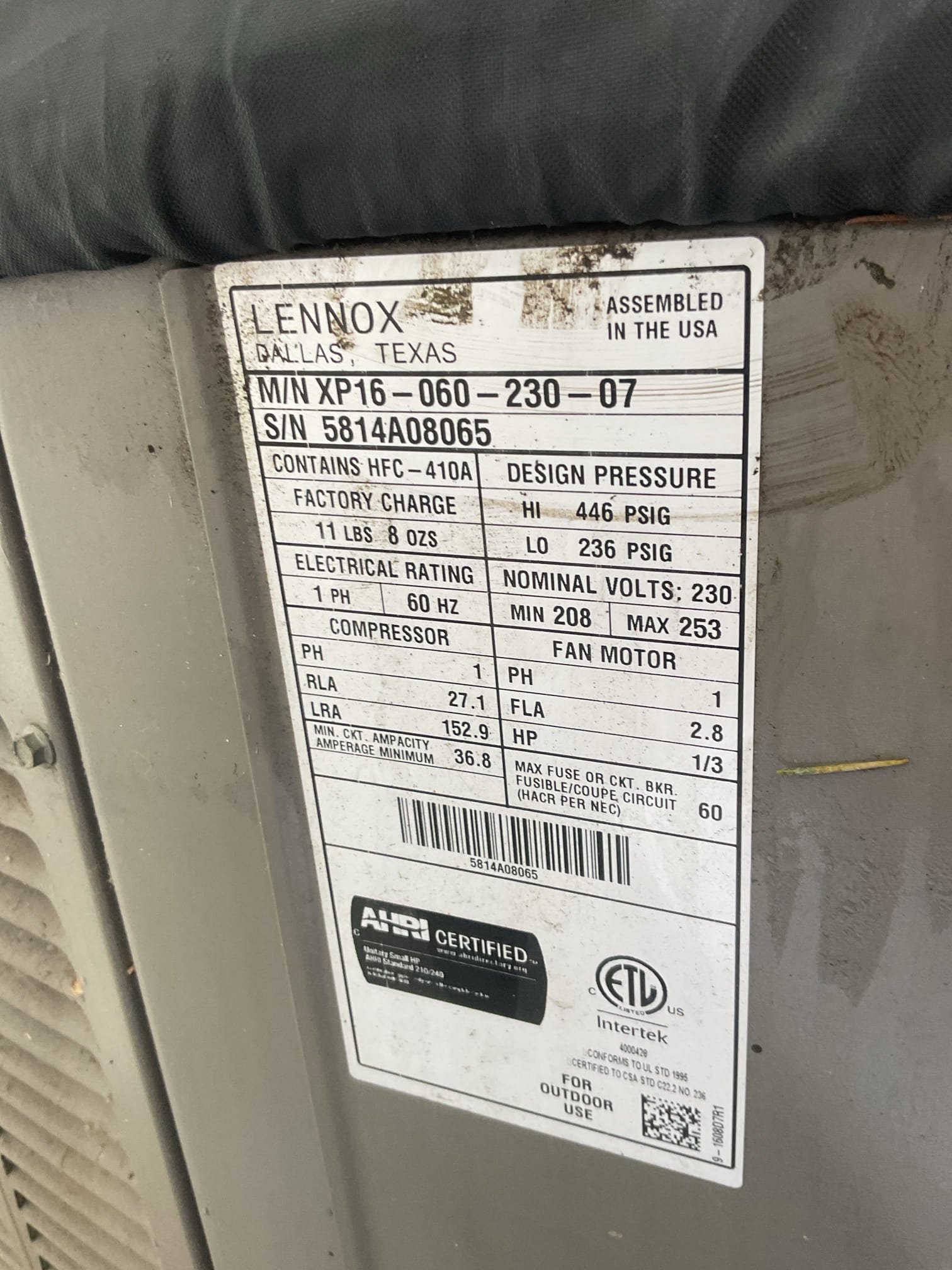 Completed AC tune up for 5 Ton Lennox heat pump system. Equipment is propane furnace/heat pump hybrid 
System is 12 years old. 

Filter Replaced in February; in good condition 
Indoor coil had refrigerant oil on the top right side. Conducted electronic leak search and found leak at top of A coil. Showed homeowner video of this. 
Inspected wiring, controls, electric motors and components; left estimates for surge protectors 
Measured temperature split and static pressure 
Inspected drains; drain, tested pump; added treatment tabs to pump. Left previous estimate to replace pump and tubing. 
Checked integrity of compressor motor (mega ohm test)

Assessed refrigerant charge checked pressures. 2.8° Subcooling. Refrigerant pressures and date indicate and undercharge which correlates to finding leak at indoor coil. 

Provided 2 estimates
1. Charge system up to 2# R410A refrigerant. There is no guarantee how long refrigerant will last considering leak.
2. Replace indoor coil. This is also not 