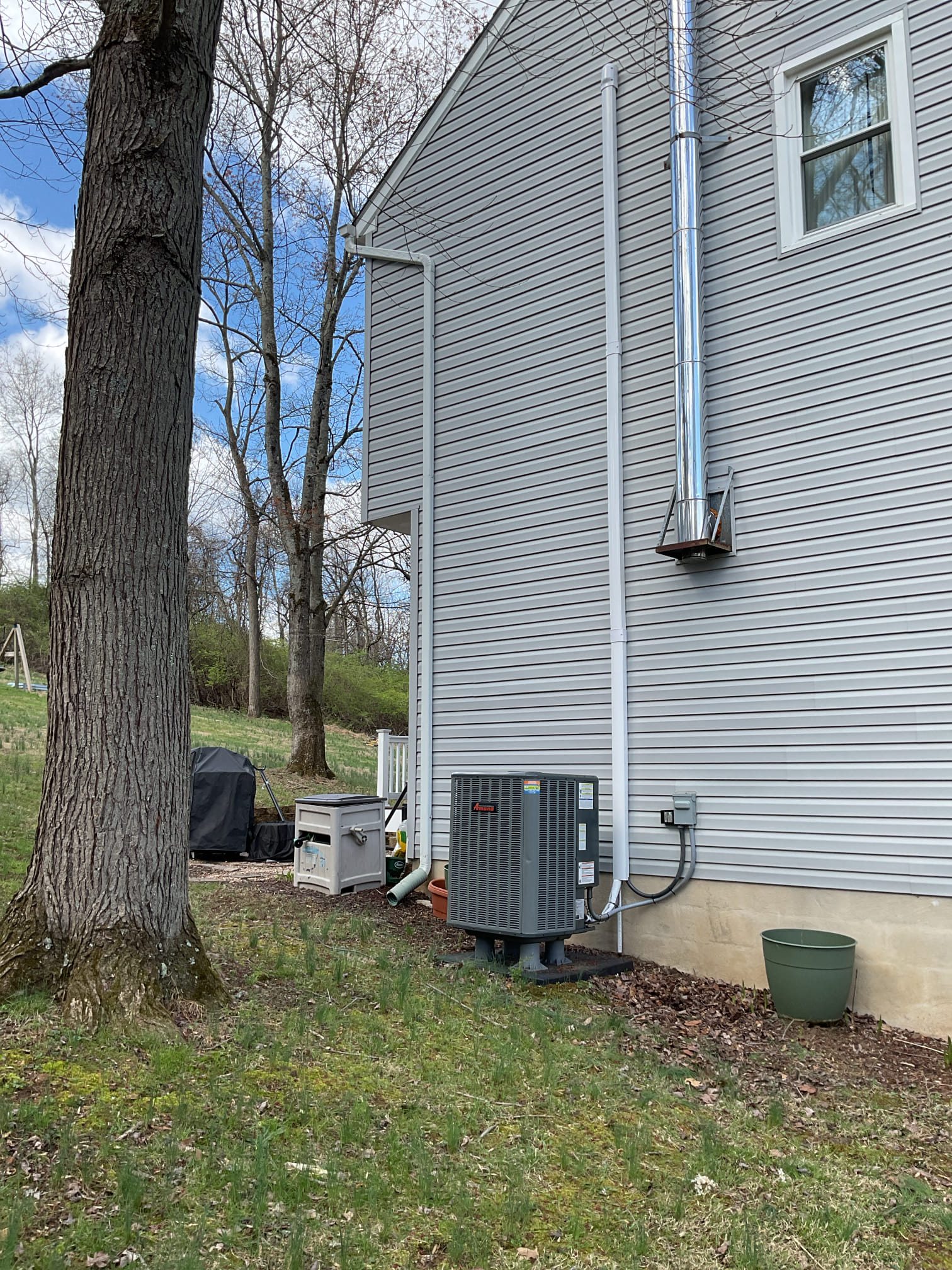 4/7/26 Dan 

I arrived to the customers home to service their 4 yr old Amana a/c system . I checked the wiring connections and the voltages . I checked and found the indoor air filter was good the filter size is 24x24x1. I Inspected the indoor coil and tested the primary drain pan and cleared and tested the water drains and traps if applicable. I Took indoor temp splits at the return and the supply  and checked the blower motor conditions and operation . I looked at the outdoor unit wiring connections and voltages . I inspected  the outdoor components and checked my unit pressures by using super heat sub cool method. System is in good operating condition at this time . 
