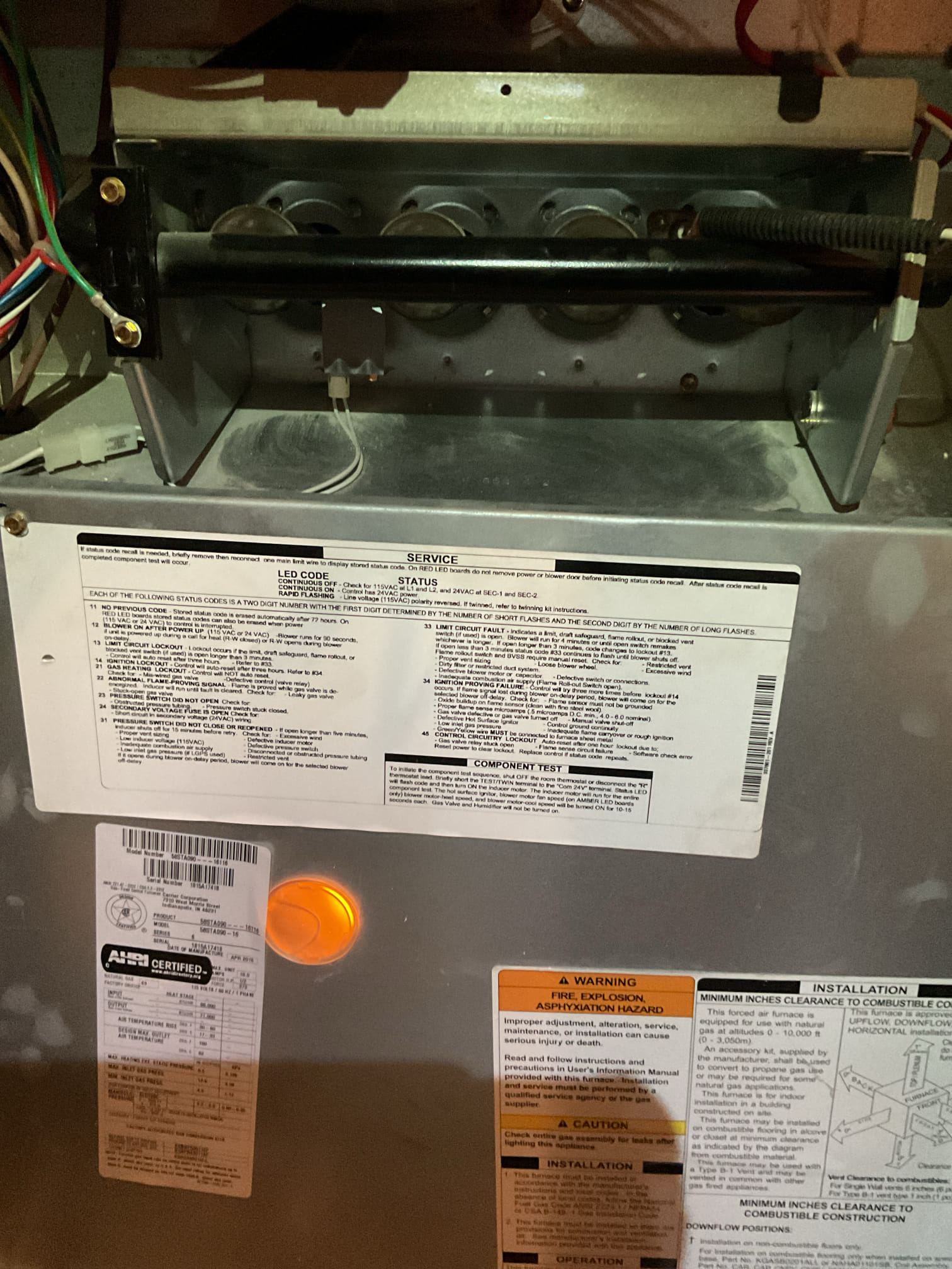 4/7/26 Dan 

I arrived to the customers home to service their 10 yr old carrier gas furnace and their a/c side . I checked the wiring connections and the voltages . I checked and replaced the indoor air filter , the filter size is 16x25x1. I Inspected the indoor coil and tested the primary drain pan with water and flushed the drain line and cleared. I Took indoor temp splits at the return and the supply  and checked the blower motor condition and operation. I looked at the gas furnace and checked over all the components and inspected the burners. I took temp splits and performed a combustion test on the furnace. 
I went to the outdoor unit and checked the wiring connections and voltages . I inspected  the outdoor components and checked my unit pressures by using super heat sub cool method.  The system is currently operational but past normal life expectancy. Replacement of system is recommended in the near future. I collected $189.00 contract paid by check # 108 for the main system and