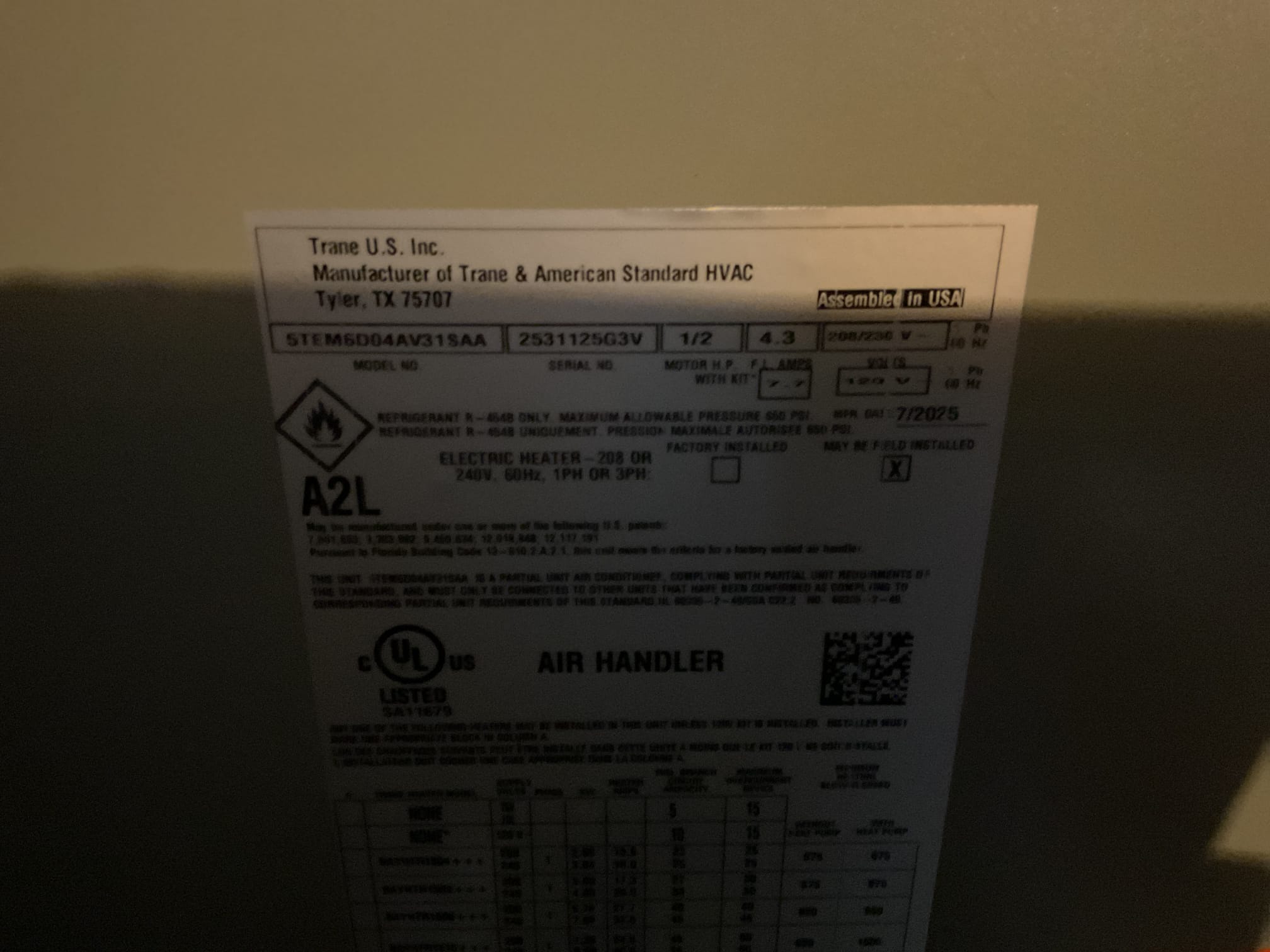 4/7/25 performed precision a/c tune up on 2025 trane heat pump system. Replaced 20x24x1 air filter. Checked all electrical connections and components. Brushed out ez trap, checked temperature split. Did not put gauges on the system due to being a critical charge system, whistle noise is just normal airflow noise, not any issue with the system. Heat pump is working properly at time of service. 


