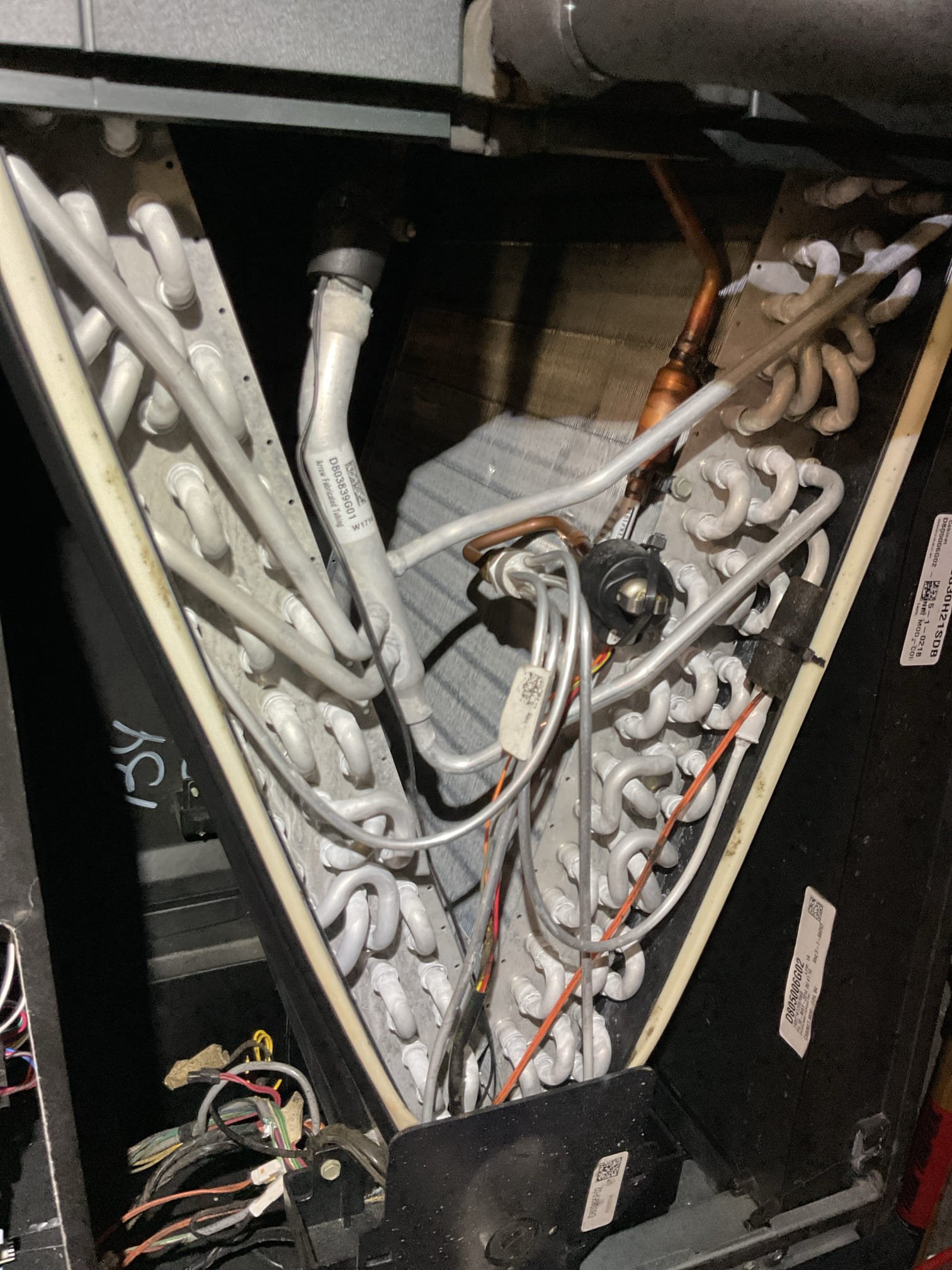 Completed AC tune up for 2 Ton Trane heat pump system
Installed by Dibiase in June 2014. System is 12 years old 

Replaced 20x20x1 filter
Indoor and outdoor coils in good condition 
Inspected wiring, controls, electric motors and components; left estimates for surge protectors 
Measured temperature split and static pressure 
Inspected drains; cleared EZ trap, flushed drain line; a wet switch is recommended. Water safety that will shut equipment down if water is detected on floor near indoor equipment
Checked integrity of compressor motor (mega ohm test)

Assessed refrigerant charge checked pressures. Ok

Provided email estimate for UV light system that will keep indoor coil clean. 

AC system operating well at this time however is beyond what is considered replacement age. Repairs will be costly if needed. System replacement is encouraged for forced air heat pump systems at 10+ years. Consultations for new systems are free from Dibiase. Just call to schedule. 