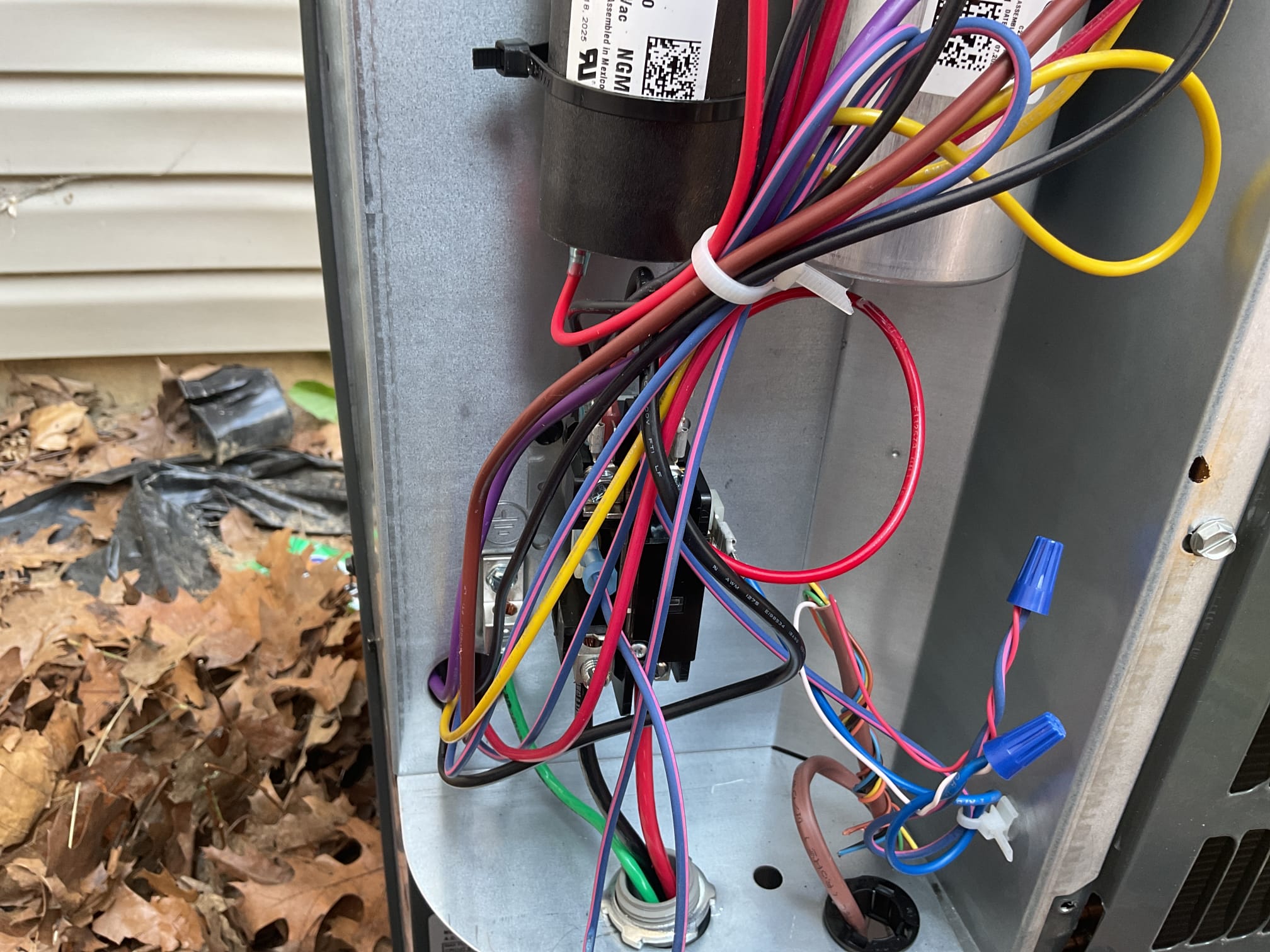Fully assessed no heating or cooling situation on recently installed gas furnace a/c. Found furnace condensation line leaking. Re glued fitting. Also found exahaust 2” 90 leaking. Re glued . Also performed quality assurance on system. Checked r-32 refrigerant pressures. A/c is working properly at time of service. 