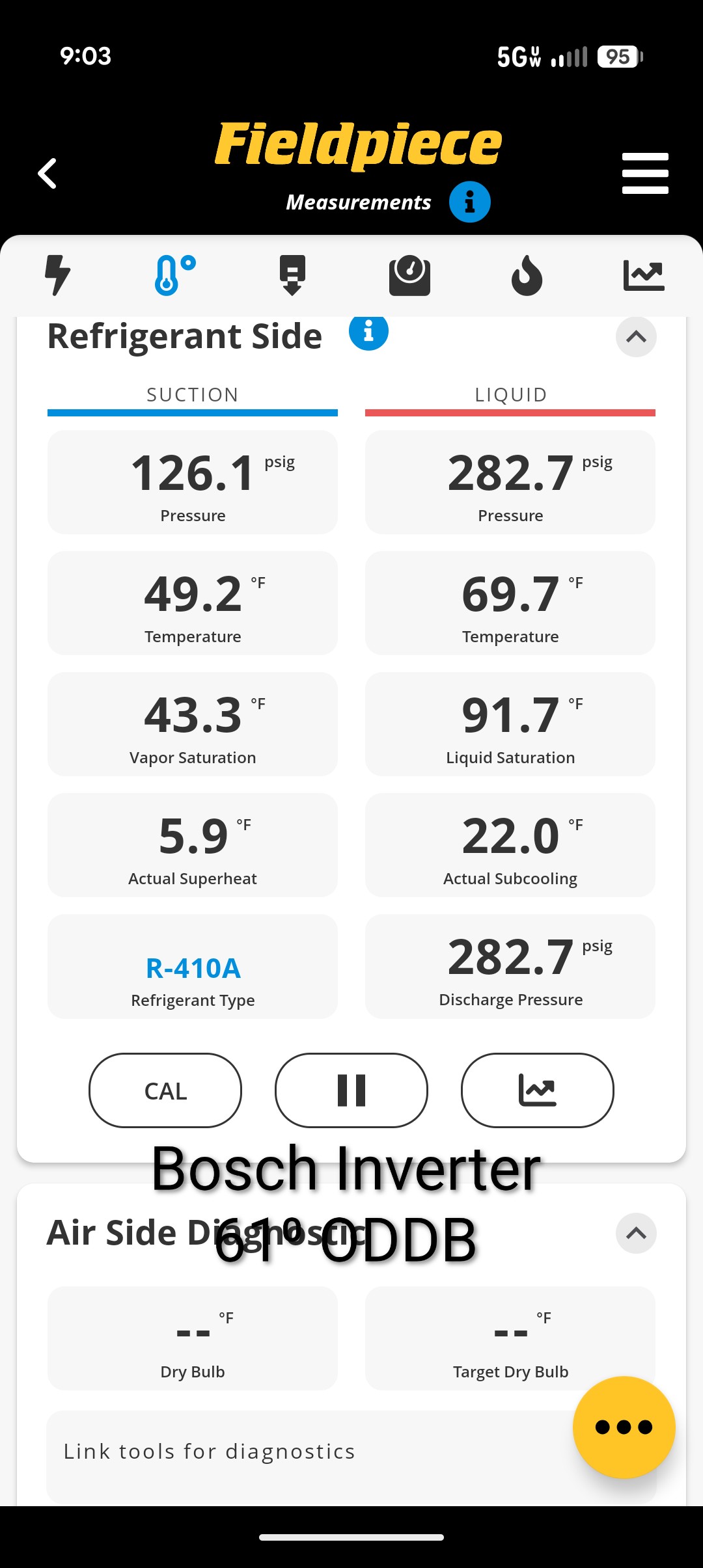 Completed AC tune up for 3 Ton Bosch inverter system

Replaced 20x20x1 filter
Indoor and outdoor coils in good condition 
Inspected wiring, controls, electric motors and components; 
Measured temperature split and static pressure 
Inspected drains; cleared EZ trap, tested pump; added treatment tabs to drain pan. 

Assessed refrigerant charge checked pressures. 

Left estimate for APCOX whole home air treatment system. Will keep indoor AC coil and drain line clean. 

AC system operating well at this time. 