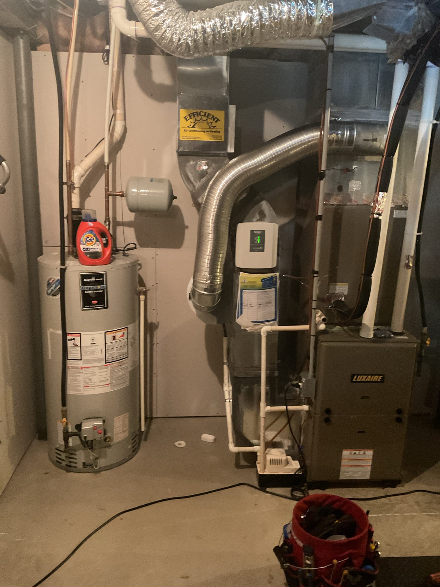 Luis 4-13-26 performed ac tune up on lux aire 4 ton ac unit from 2015. Check ac operation test both zines (zoning system two thermostats) check and test drain system pump ok. Vinyl tubing in bad shape.  Provided estimate to replace line, Customer tuned off humidifier, replaced air filter. Inspect coils check temperature splits, indoor coils is showing leaks oil inside drain pan. There was some smell coming from coils as the unit stated to run, check outdoor ac unit check refrigerant levels, and electrical. Contactor is showing black marks in contacts. Cycle ac unit. System is currently operational but nearing end of life expectancy, due to age, replacement of system should be considered in near future. 