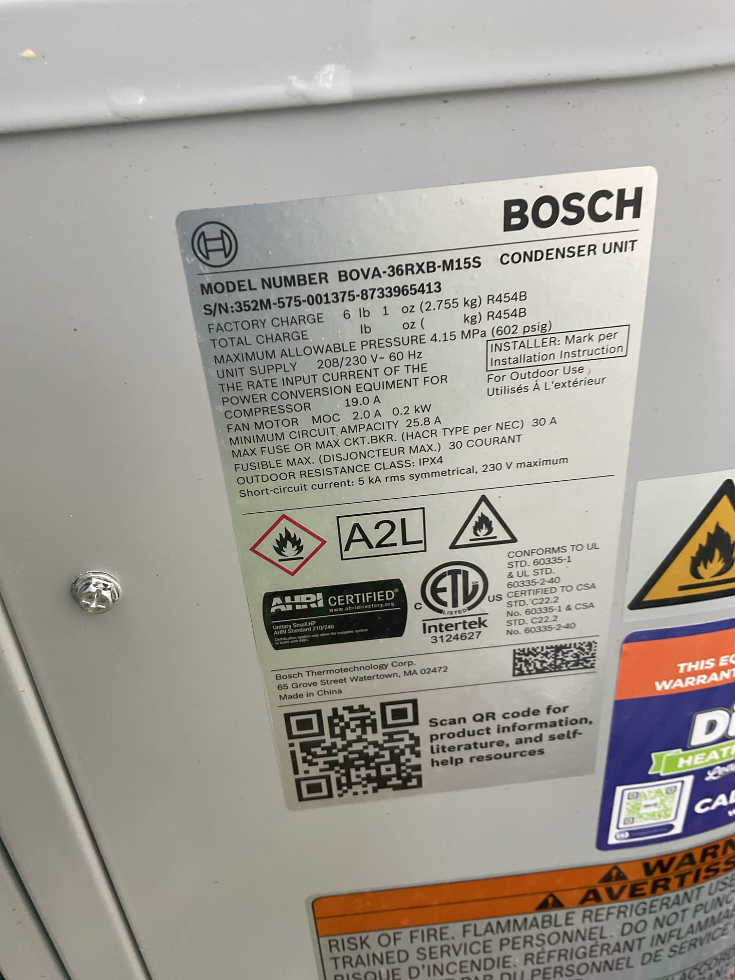 4/15/26. Performed precision a/c tune up on 2026 Bosch heat pump system. Replaced 18x20x1 air filter. Checked all electrical connections and components. Checked temperature split. Flushed ez trap. Provided estimate for uv bulb installation to kill any growth that forms on evaporator coil. Checked all refrigerant readings and temperatures at digital control board. A/c is working properly at time of service. 