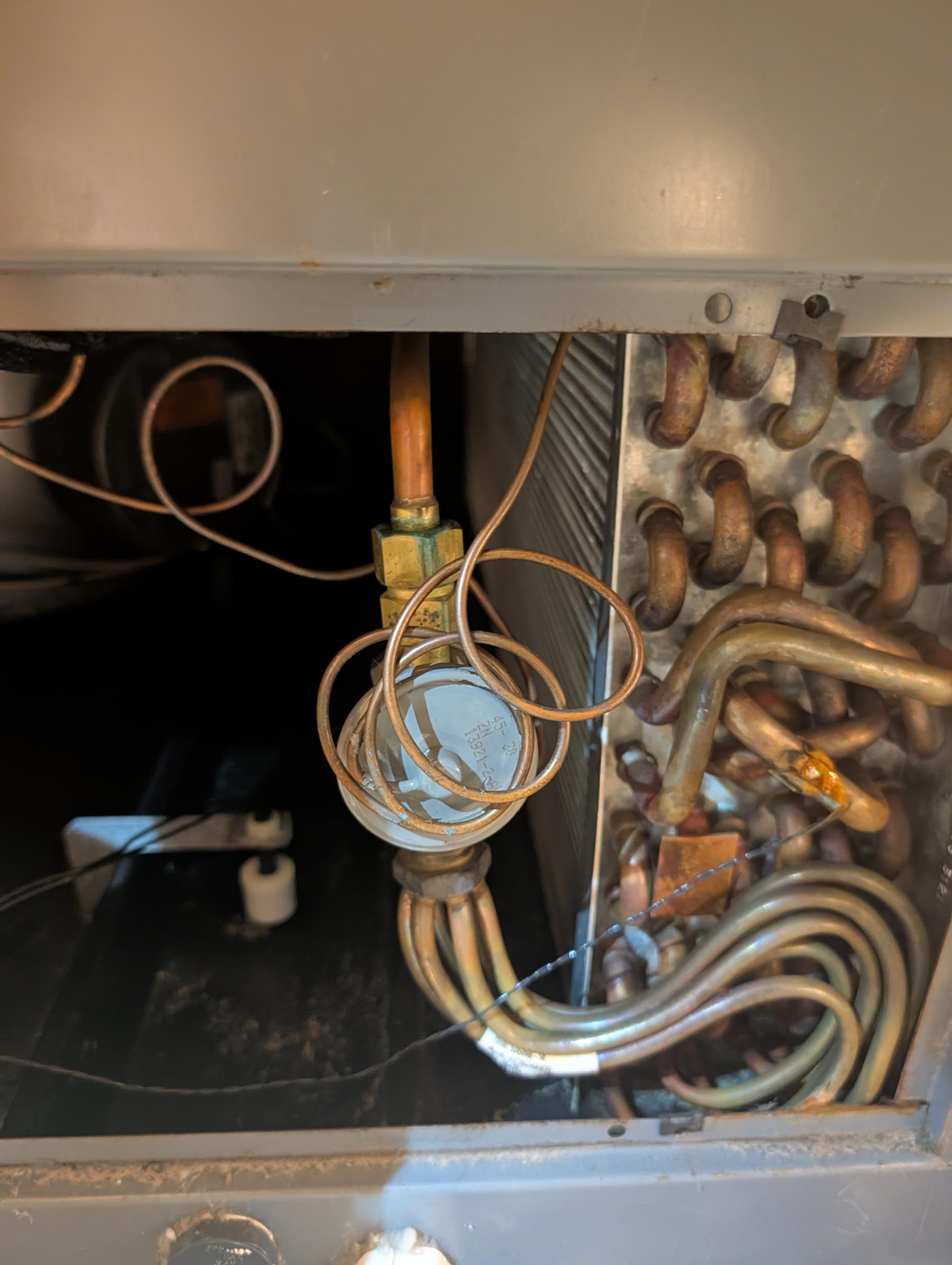 Loss of power to thermostat was caused by a blocked trap in drain line.
There is a float switch in the SpacePak drain pan which when acts on by backed up water from drain, broke power to the thermostat.
Cleared drain line easily with brush then flushed line with 1.5 Gal. Water.
The drain line terminates at a plastic keg that the previous homeowner used for store the water for gardening
 
After clearing drain I completed AC tune up. Equipment is Bosch heat pump/inverter installed by a contractor during renovations of the house in 2021

Replaced 14x30x1 filter the (2) 14x20x1 filters ok
Indoor and outdoor coils in good condition 
Inspected wiring, controls, electric motors and components; left estimates for surge protectors. 1 for indoor equipment and 1 for outdoor equipment. 
Measured temperature split and static pressure 
Inspected drains; cleared trap. 

Assessed refrigerant charge checked pressures. 8° Subcooling: Perfect

AC system operating well at this time. 



