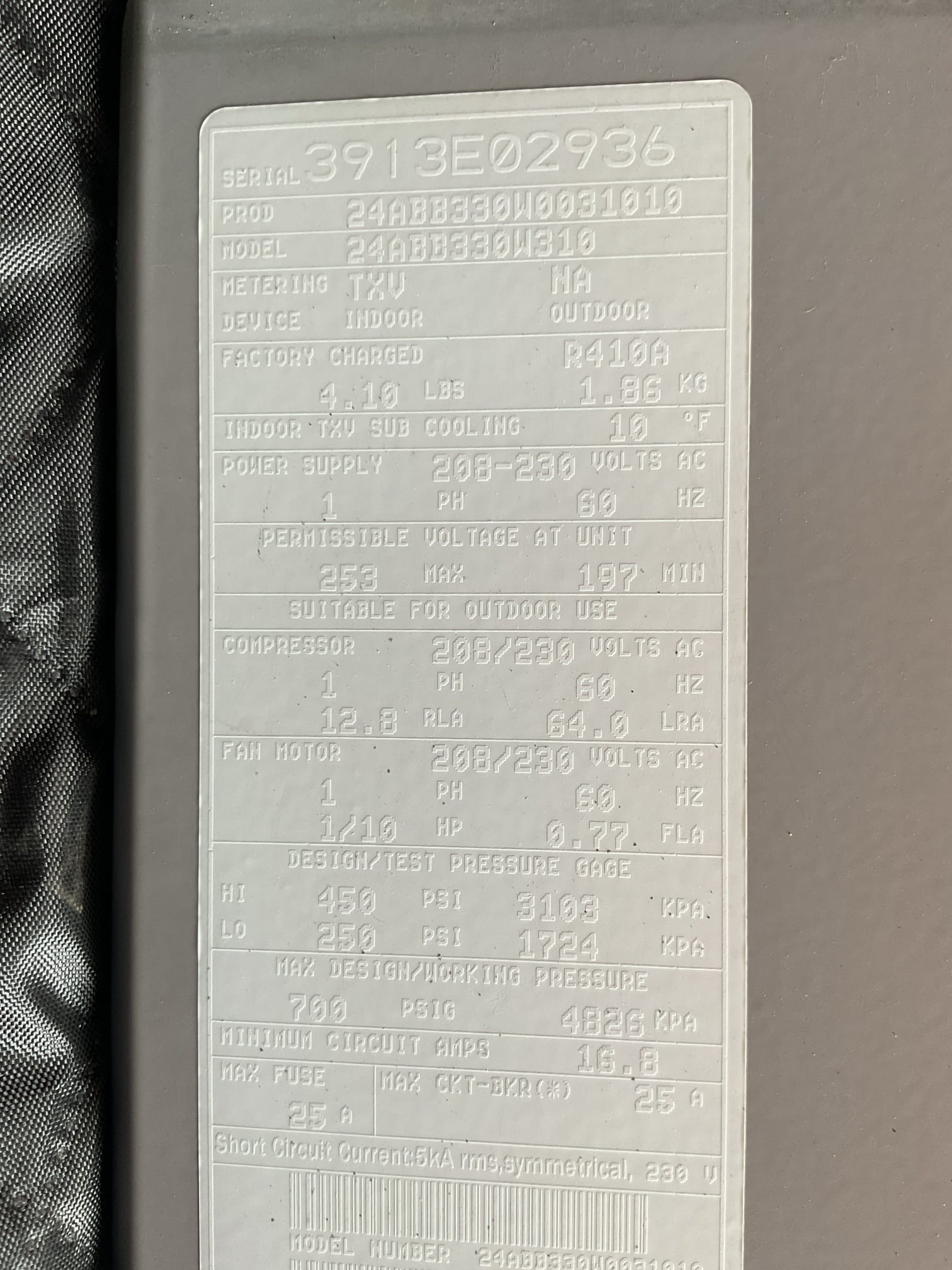 No cooling 
2.5 ton AC that serves second floor of the house. Equipment is 12-13 years old
Found failed 40/5 capacitor at outdoor unit.
Megaohm test for integrity of compressor pass.
Offered new capacitor. Homeowner agreed. Replaced, mounted and tested.
Refrigerant pressures and diagnostics indicated an undercharge. Running at 1° Subcooling. Target is 10° so I offered and provided estimate to charge the system up to 2# R410A and introduce a leak dye.

House has (2) systems 
Equipment lacks surge protection and water protection. 

System operational at this time but has slight refrigerant undercharge and lacks water safeties and surge protection. Both systems are beyond what is considered replacement age for forced air HVAC equipment
 Propane furnaces+AC

Provided email estimate for 2 plan memberships.


