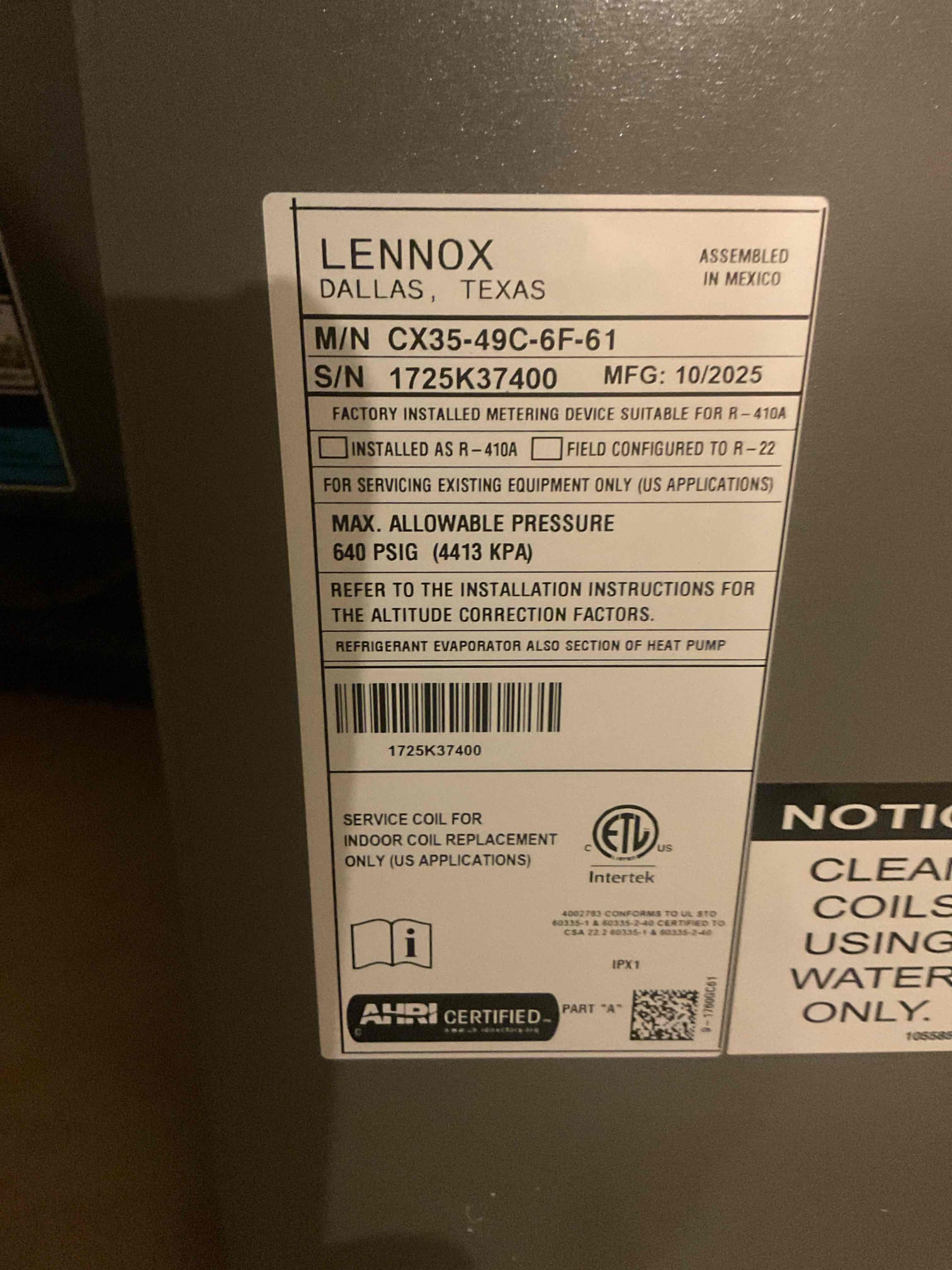 4/16/26 Dan 


I arrived to the customers home to service their yr 3 old Lennox a/c system . I checked the wiring connections and the voltages . I checked and found the indoor air filter was good the filter size is 413 . I Inspected the indoor coil and tested the primary drain pan and cleared and tested the water drains and traps if applicable. I Took indoor temp splits at the return and the supply  and checked the blower motor condition and operation. I looked  at the outdoor unit wiring connections and voltages . I inspected  the outdoor components and checked my unit pressures by using super heat sub cool method.  System in good operating condition at this time. They had a sound from the duct I opened up the bypass damper more to help with the trapped air. 
