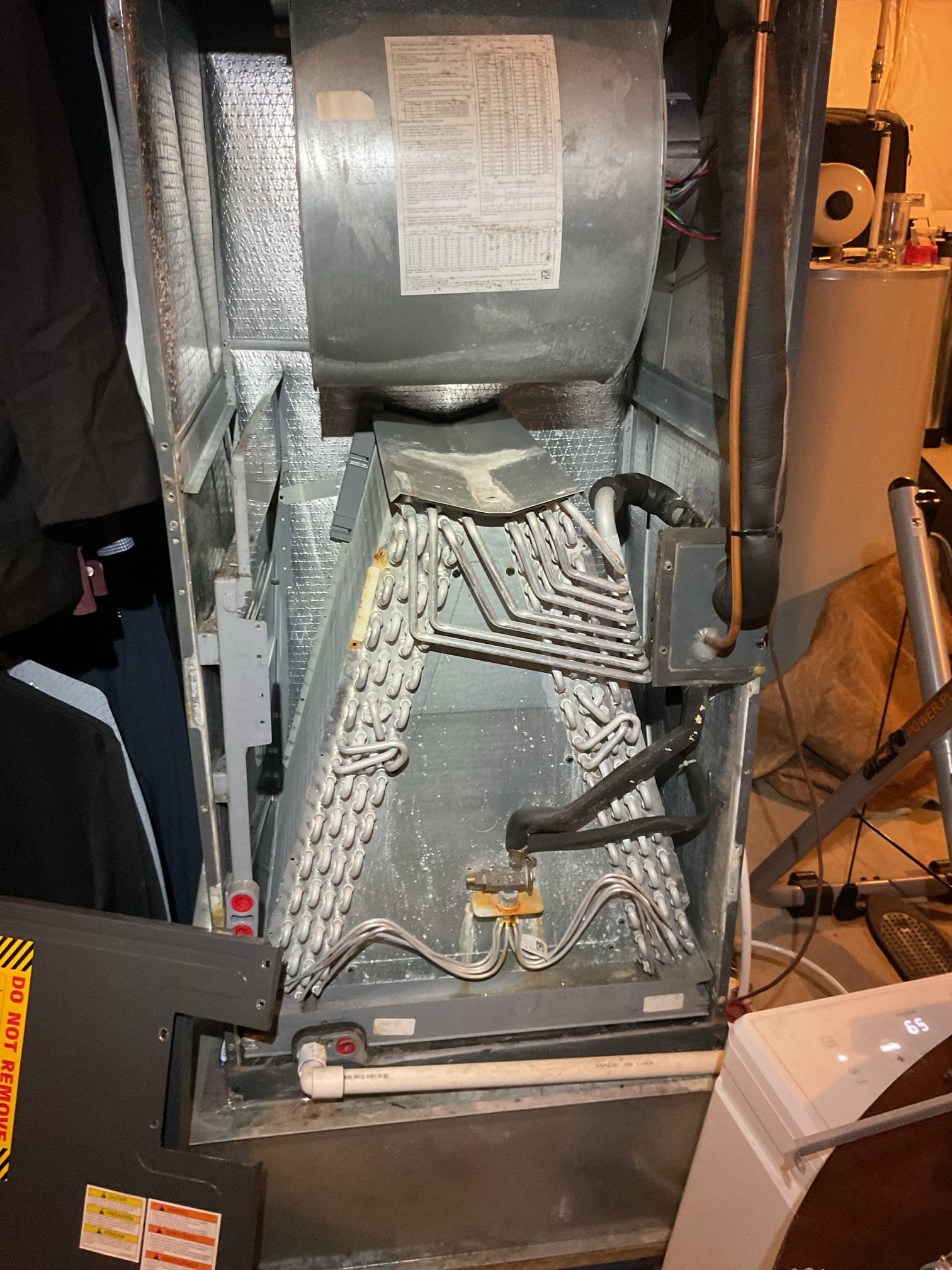 
• Perform electronic leak search of indoor and outdoor coils and all braze joints of lineset
• Repair options will be given depending upon where leak is found

When I arrived system was at even lower standing pressure than it was a recent maintenance visit (34 psi) and homeowner told me system has not been working at all. System is locked out on low pressure switch.
Conducted electronic leak search at indoor coil 
Found leaks in outdoor coil at ubends AND at a point in tubing within fins.
There was also refrigerant oil on ubends just underneath where electronic leak search pinpointed leak. 

Did not detect any leaks at indoor coil or at brazed joints, 

5 Ton heat pump installed 5/30/2019. About 7 years old. Was registered for 10 year parts warranty. 

Provided email estimate to replace outdoor coil under parts warranty

Although system is less than 10 years old, replacing the HVAC system is still a viable option. Consultations for system replacements from Dibiase are free. 

Disco wi
