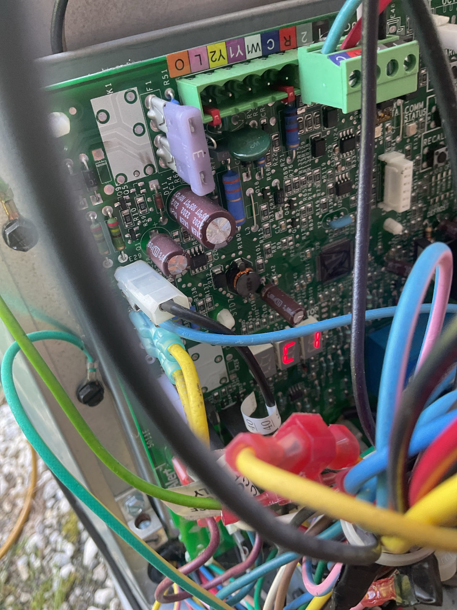 I arrived to the customers home. I was there yesterday for a low pressure switch trip on an outdoor unit. It did the same thing for today yesterday my pressures were good when I restarted the system and I replaced the filter. The other filter was dirty my low pressure wires and I did tape a few spots, but nothing was severely rub through at this time, I jumped out the low pressure switch on the board and I’m gonna let the unit run over the weekend to see if it trips out thinking it has a faulty low pressure switch on the outdoor unit no charge for recall from yesterday 