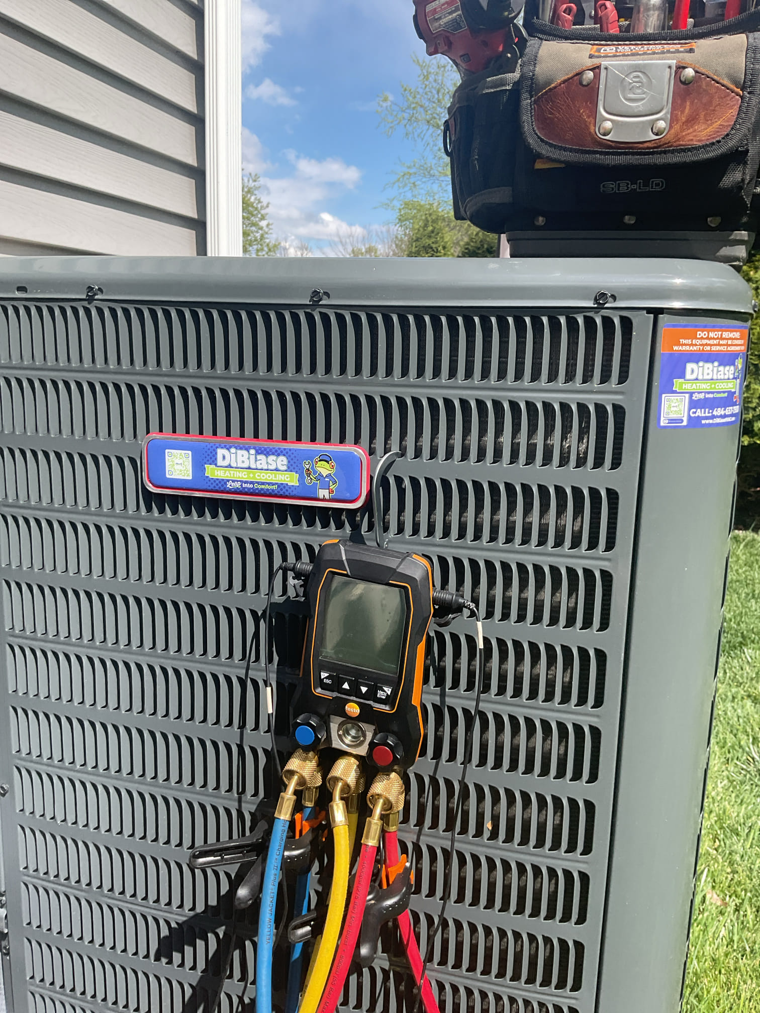 4/20/26. Performed precision a/c tune up on Goodman a/c system. 16x25x1 air filter is clean. Checked all electrical connections and components. Checked temperature split. Brushed out ez trap. Checked refrigerant pressures and temperatures. A/c is working properly at time of service. Also homeowner mentioned that they are running out of hot water and they didn’t use to. Found 14 year old Bradford white water heater was already turned up about 3 notches from hot setting. More than likely the water heater is full of sedaminent that won’t all come out. Recommend replacing water heater provided option for new Rheem 50 gallon power vented water heater. 