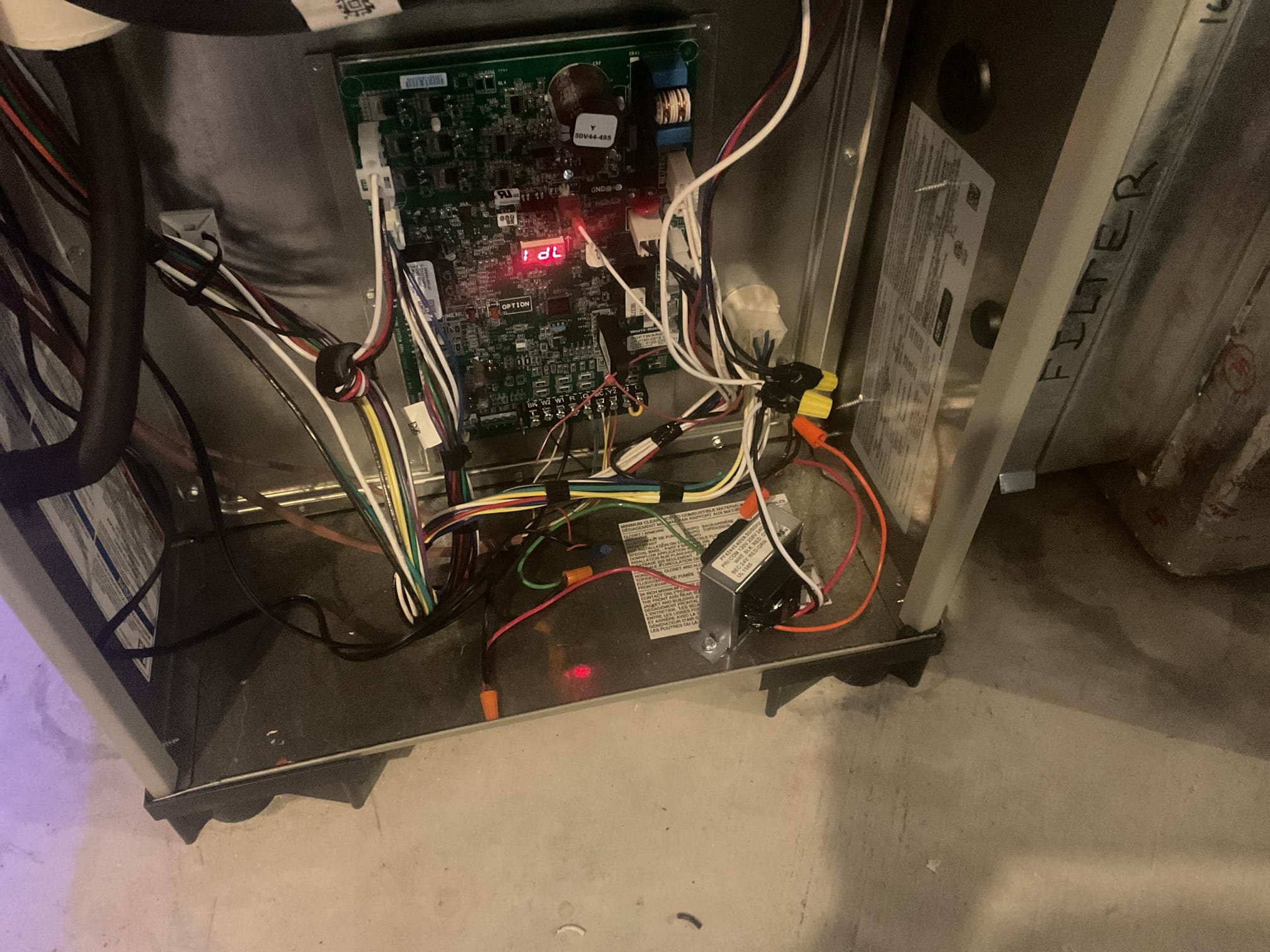 4/20/26. Cut in and installed Apco x uv air purifier. Installed separate 40va transformer to power it. Showed homeowner how it operates. System is working properly at time of service. 