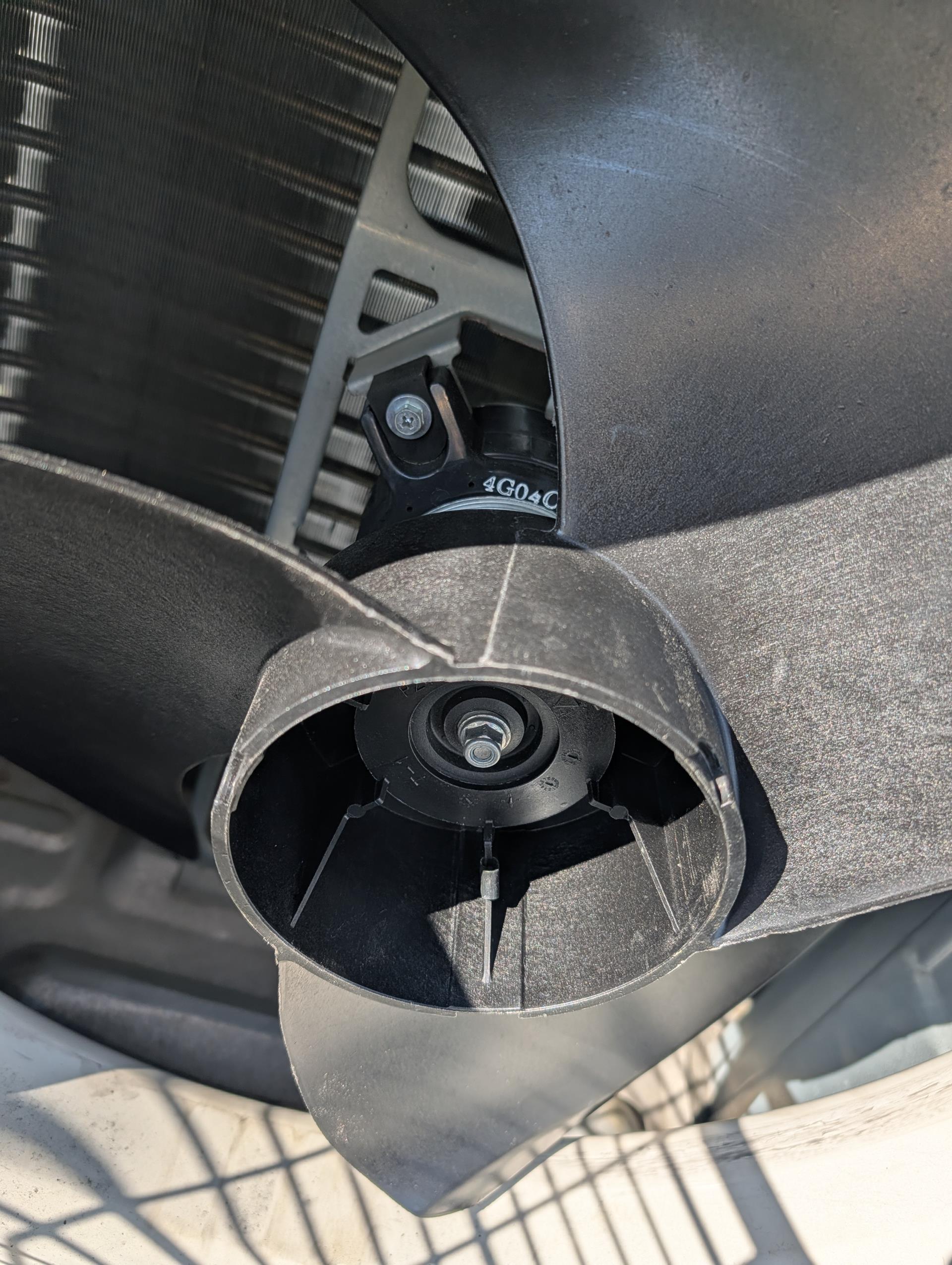 Installed new condenser fan blade under dibiase 2-year warranty.
Unit now has new motor and blade. 

System operating well at this time. 