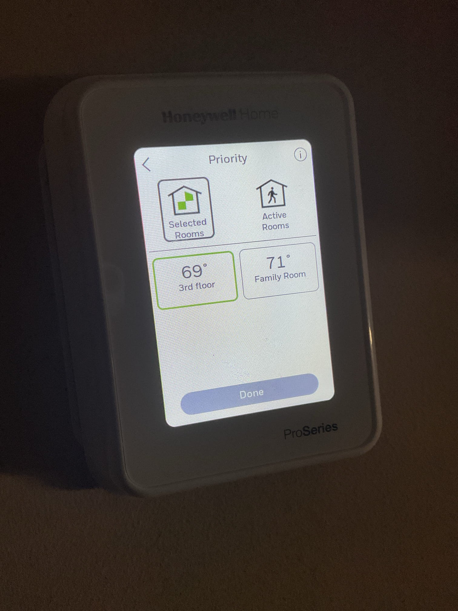 Luis 4-20-26 check system for leaks, pressure test system for 30 mins ok no leaks, triple evacuation and add factory charge 10 lbs test system operation ok, test heat and cool mode ok. I tried helping customer finding room sensor we couldn’t find it. Customer turned off thermostat. Thermostat is set to to follow thermostat only. 