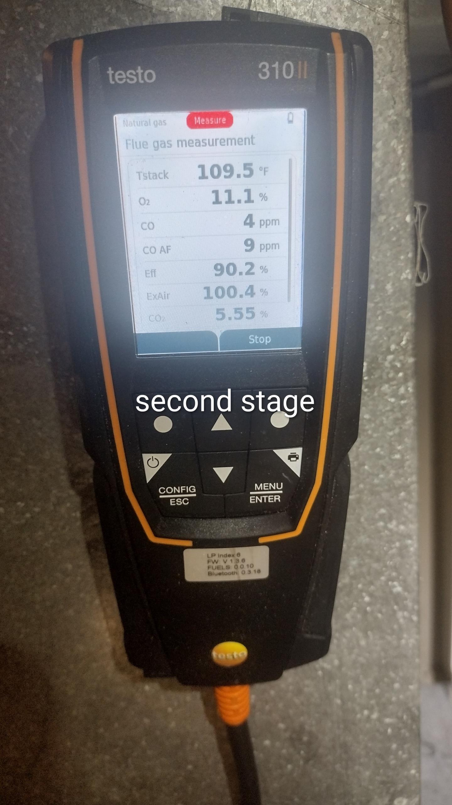 Luis 4-21-26 return visit to replace two stage gas valve for heater, set up and check gas pressure ok low and high stage ok performed combustion test ok. Add vent on furnace trap so water drains better. Cycle heater operation ok no charge warranty from installation. 