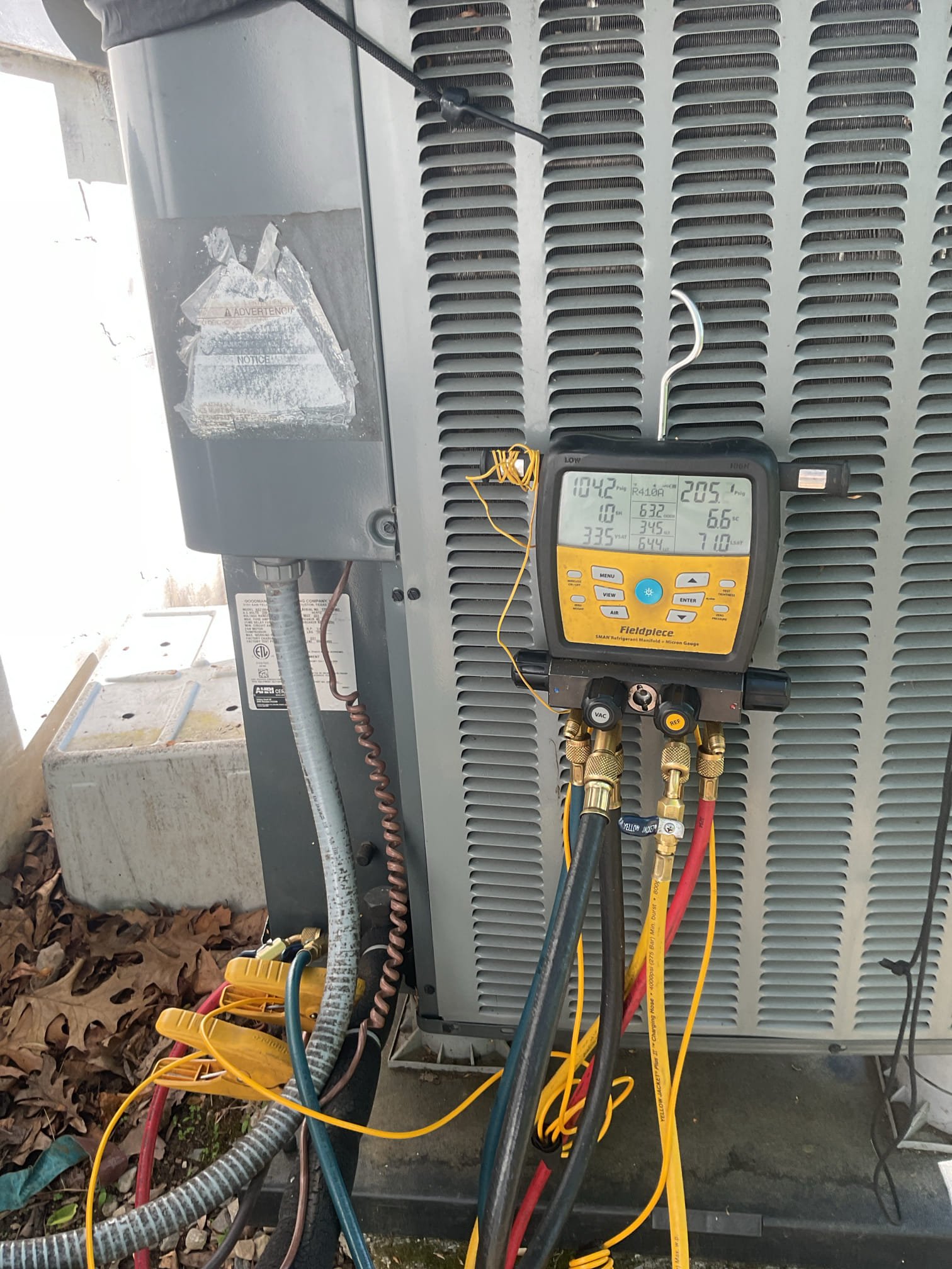 Replaced rusted aluminized steel burners with (5) new stainless steel burners. Tested furnace afterwards, 

Completed AC tune up for 4 Ton Amana heat pump system. System is heat pump/propane furnace hybrid installed February 2019 by Dibiase. 

Replaced 20x25x1 filter
Indoor and outdoor coils in good condition 
Inspected wiring, controls, electric motors and components; left estimates for surge protectors. 1 for indoor equipment blower motor. And 1 for outdoor equipment circuit. 
Measured temperature split and static pressure 
Inspected drains; cleared. EZ trap, tested pump; added treatment tabs to drain pan. An additional water safety is recommended; wet switch which will shut equipment down if water is detected on floors near indoor equipment. 
Checked integrity of compressor motor (mega ohm test)

Assessed refrigerant charge checked pressures. Good

AC system operating well at this time. 