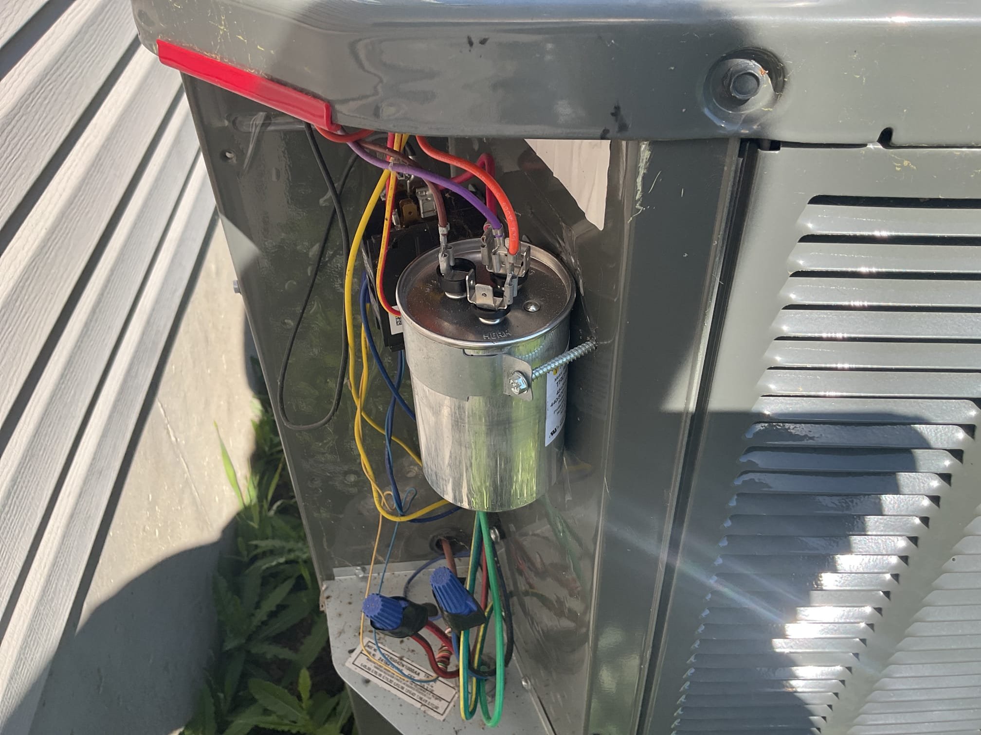 4/21/26. Found failed 45/5 capacitor on 2024 trane a/c system installed by dibiase 6/2024. Replaced capacitor and homeowner signed up for maintenance plan. Performed tune up while on site. Replaced 16x25x1 air filter. Checked all electrical connections and components. Checked temperature split. Cleaned out ez trap. Tested condensation pump. Checked refrigerant pressures and temperatures. A/c is working properly at time of service. 
