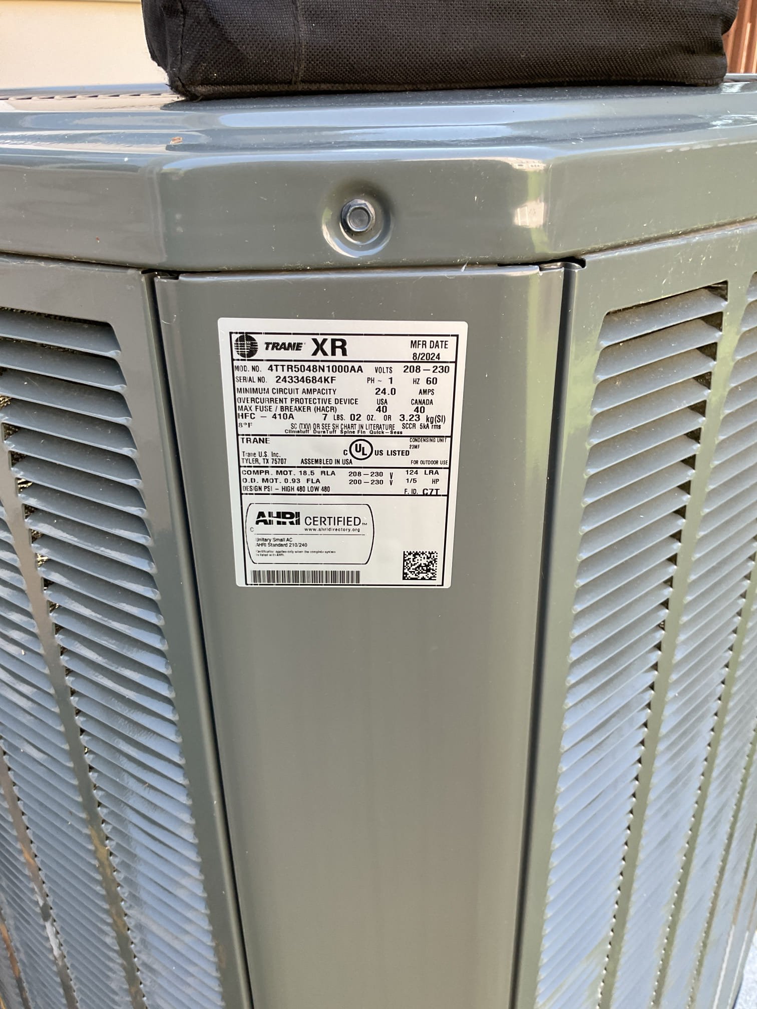 Completed AC tune up for 4 Ton Trane AC system. 2 Zones. Equipment is gas funace+AC installed by Dibiase 11/15/24

Replaced Aprilaire 413 filter
Indoor and outdoor coils in good condition 
Inspected wiring, controls, electric motors and components; 
Measured temperature split and static pressure 
Inspected drains; cleared EZ trap, added treatment tabs to drain pan. A wet switch is recommended will shut equipment down if water is detected on floors near equipment. 
Checked integrity of compressor motor (mega ohm test)

Provided estimate for APCOX whole home air treatment system. Will prevent  growth that can account at indoor air conditioning coil. Also controls odors and VOCs. Installed directly above indoor coil. Lifetime warranty on unit. 3-year bulb replacement. 

Assessed refrigerant charge checked pressures. Matches manufacturer target subcooling 8° Perfect. 

AC system operating well at this time. 