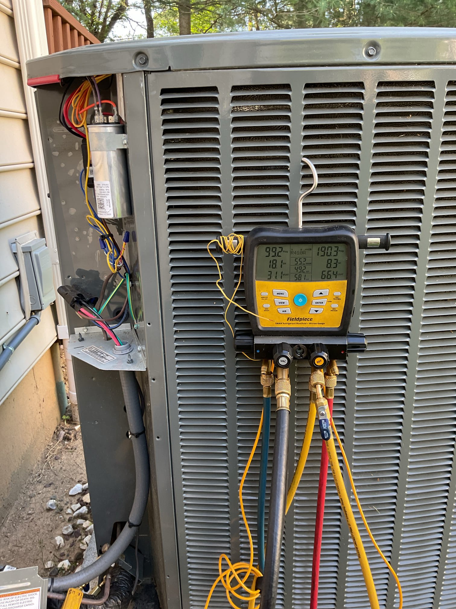 Completed AC tune up for 4 Ton Trane AC system. 2 Zones. Equipment is gas funace+AC installed by Dibiase 11/15/24

Replaced Aprilaire 413 filter
Indoor and outdoor coils in good condition 
Inspected wiring, controls, electric motors and components; 
Measured temperature split and static pressure 
Inspected drains; cleared EZ trap, added treatment tabs to drain pan. A wet switch is recommended will shut equipment down if water is detected on floors near equipment. 
Checked integrity of compressor motor (mega ohm test)

Provided estimate for APCOX whole home air treatment system. Will prevent  growth that can account at indoor air conditioning coil. Also controls odors and VOCs. Installed directly above indoor coil. Lifetime warranty on unit. 3-year bulb replacement. 

Assessed refrigerant charge checked pressures. Matches manufacturer target subcooling 8° Perfect. 

AC system operating well at this time. 