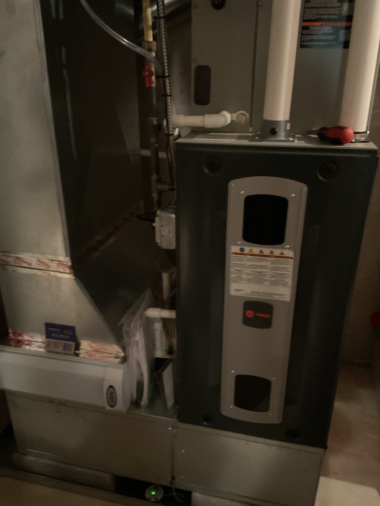 4/23/26 Dan 

I arrived to the customers home to service their 2 yr old Trane a/c system . I checked the wiring connections and the voltages . I checked and replaced the indoor air filter , the filter size is a 413 ( supplied) . I Inspected the indoor coil and tested the primary drain pan and cleared and tested the water drains and traps if applicable. I Took indoor temp splits at the return and the supply  and checked the blower motor condition and operation. I looked  at the outdoor unit wiring connections and voltages . I inspected  the outdoor components and checked my unit pressures by using super heat sub cool method.  System in good operating condition at this time. 
