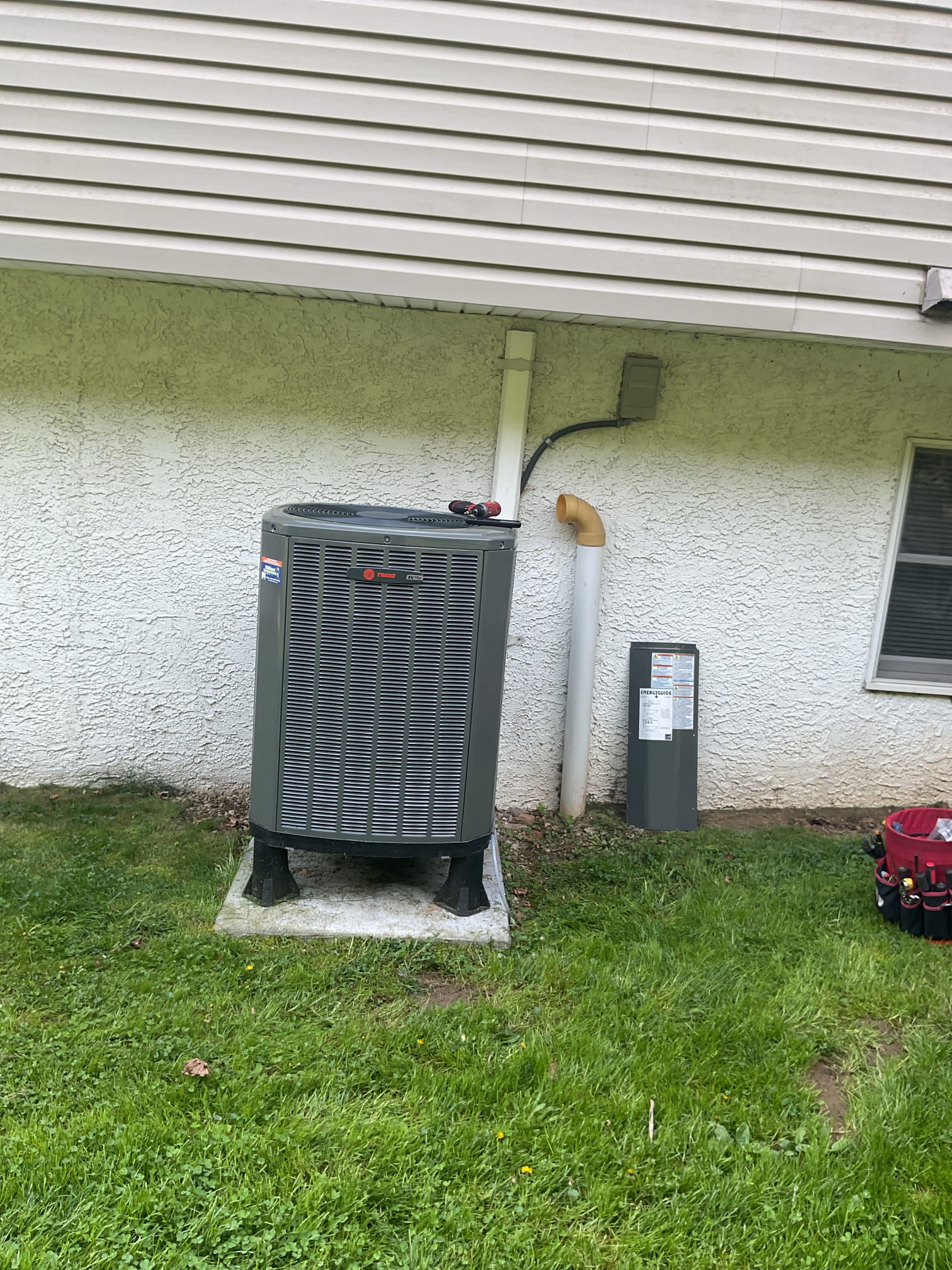 Luis 4-24-26 performed ac tune up on trane fully communicated 3 ton heat pump from 2024, replace air filter. Flush drain test pump check airflow inspect electrical on indoor and outdoor unit. Test system operation technician app. No alerts. Check compressor test mode check refrigerant pressures trough app. Electrical readings within range. System is working properly at the time of inspection. Cycle ac unit ok. M is back in the off position. 