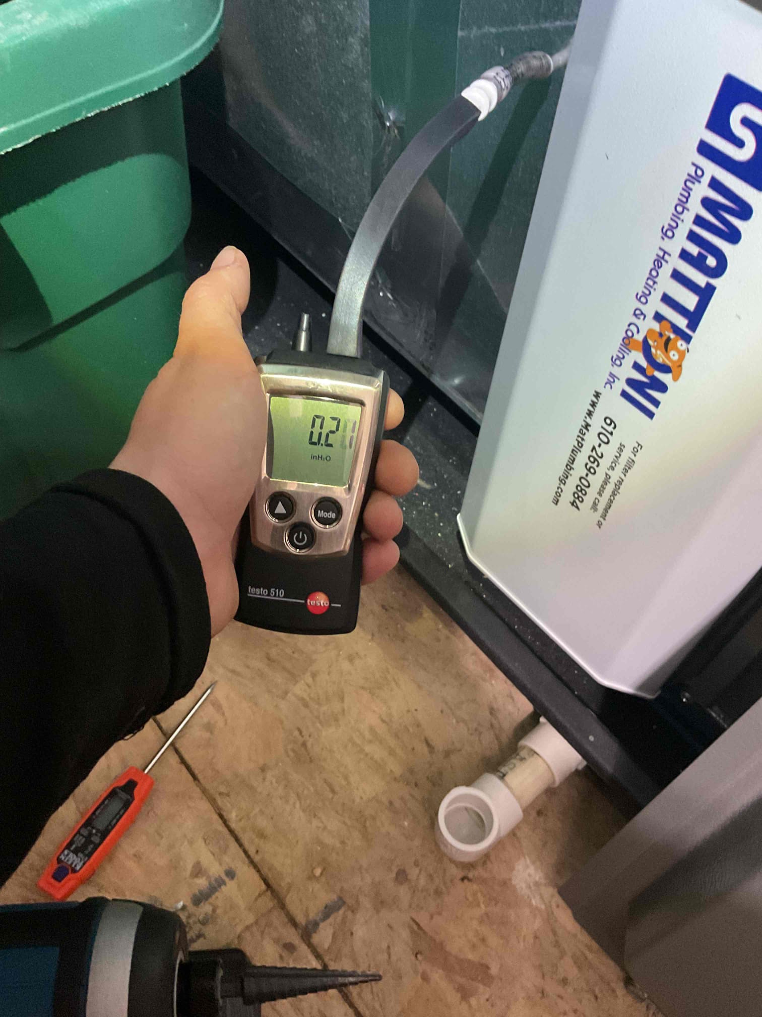 4/27/26 
AC tuneup on a 3 yr old R410A Amana AC. 

Started tuneup at indoor system checking electrical connections, all electrical components functioning properly. Checked my return and supply temperatures and found a temp split in good range. Checked static and found total static to be in good range. 

Homeowner replaced filter at beginning of April, filter did not need to be replaced today. Visually inspected blower motor and coil, both in good condition. Flushed and cleaned EZ trap and ensured there is proper drainage. 

At outdoor noticed hissing noise coming from suction line port when I took off cap. Tried to replace shrader core but was not able too. Technician to return today 4/27/26 to replace shrader core. Homeowners are keeping AC off until service technician returns. I was able to complete indoor tuneup but refrigerant levels still need to be checked on outdoor. 

System is operational at time of service but system is turned off at thermostat until technician is able to ret