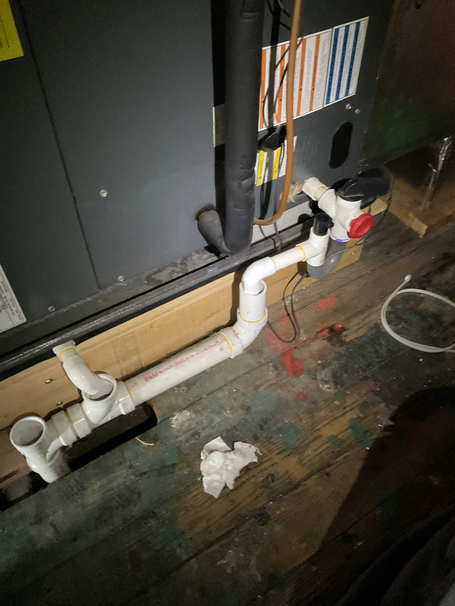 Luis 4-28-26 performed ac tune up on Goodman 3 ton system from 2012. Check indoor and outdoor ok check all electrical connections, change filter, flush drain ok check air flows ok check outdoor unit refrigerant levels and electrical, found system running low on refrigerant and capacitor reading below standards, I called Neal and he approved adding refrigerant and capacitor replacement, Neal knows he might need to change this unit later this year. Indoor coil is leaking refrigerant. System is cooling under normal pressures at this time. 