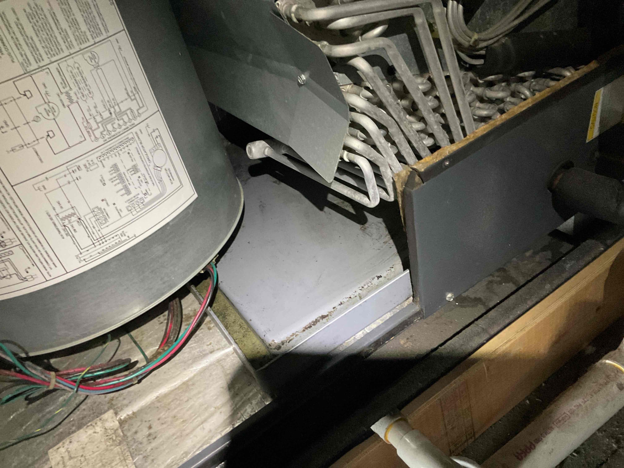 Luis 4-28-26 performed ac tune up on Goodman 3 ton system from 2012. Check indoor and outdoor ok check all electrical connections, change filter, flush drain ok check air flows ok check outdoor unit refrigerant levels and electrical, found system running low on refrigerant and capacitor reading below standards, I called Neal and he approved adding refrigerant and capacitor replacement, Neal knows he might need to change this unit later this year. Indoor coil is leaking refrigerant. System is cooling under normal pressures at this time. 