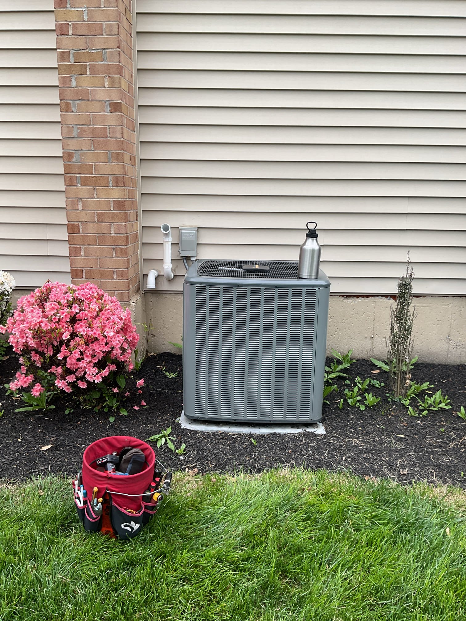 Luis 4-28-26 performed ac tune up on Amana 3.5 ton ac unit. Check indoor components coils, blower performance and drain system. Check filter ok at this time. Test pump and added tabs. Supply air 42 return air 64 check outdoor unit electrical components voltage and amps ok check refrigerant levels and pressures ok. Cycle ac unit ok. Indoor unit does not have surge protection, emailed estimate to add surge protection. 