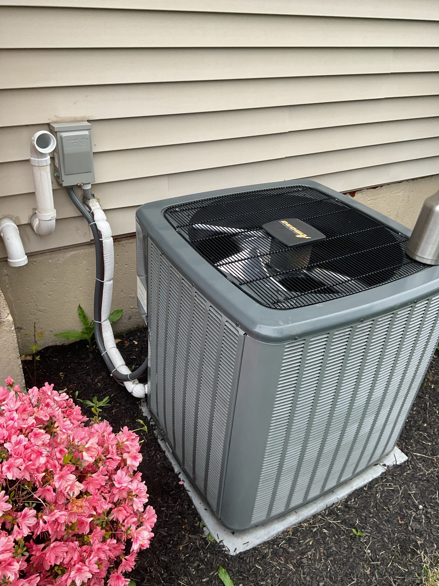 Luis 4-28-26 performed ac tune up on Amana 3.5 ton ac unit. Check indoor components coils, blower performance and drain system. Check filter ok at this time. Test pump and added tabs. Supply air 42 return air 64 check outdoor unit electrical components voltage and amps ok check refrigerant levels and pressures ok. Cycle ac unit ok. Indoor unit does not have surge protection, emailed estimate to add surge protection. 