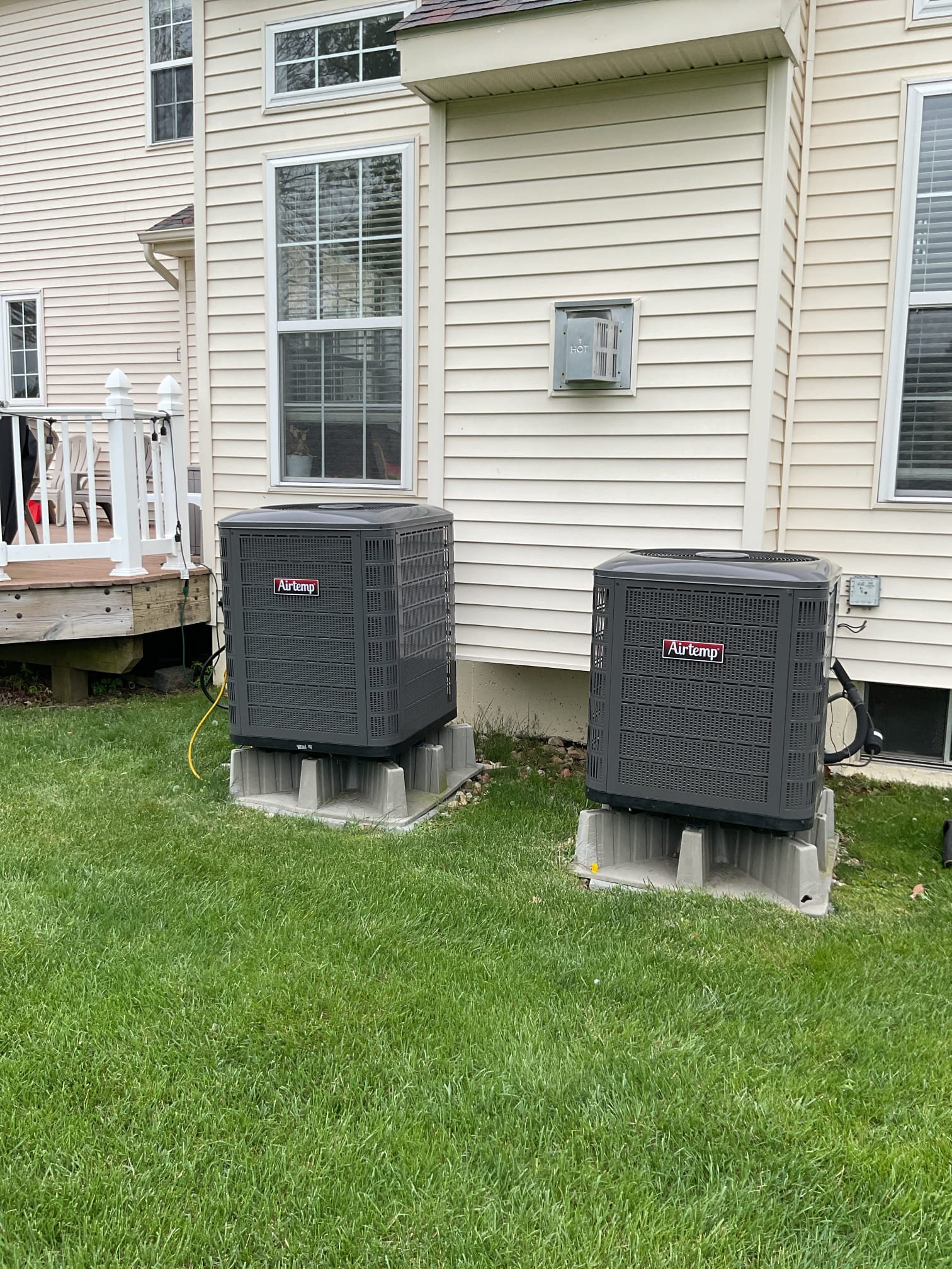 Completed (2) Plan member AC tune ups. AC systems are from 2022;
1st floor furnace was replaced by Dibiase December 2023; Second floor furnace is original to home 2005 (21 years old)

Replaced 16x25x1 filter (1st Floor)
Replaced 16x20x1 filter (2nd Floor)

For each system:
Indoor and outdoor coils in good condition 
Inspected wiring, controls, electric motors and components; 
Measured temperature split and static pressure 
Inspected drains; cleared drain line.  added treatment tabs to drain pan. 
Checked integrity of compressor motor (mega ohm test)

Assessed refrigerant charge checked pressures. 

Installed wet switch water safety and surge protector for second floor gas furnace (120V furnace circuit)

AC systems operating well at this time. 

As a reminder the second floor furnace is 21 years old which is considered beyond replacement age. 
The second floor system has had a history of refrigerant leak but is ok at this time. 

Collected balance for (2) Plan renewals, install surge pr