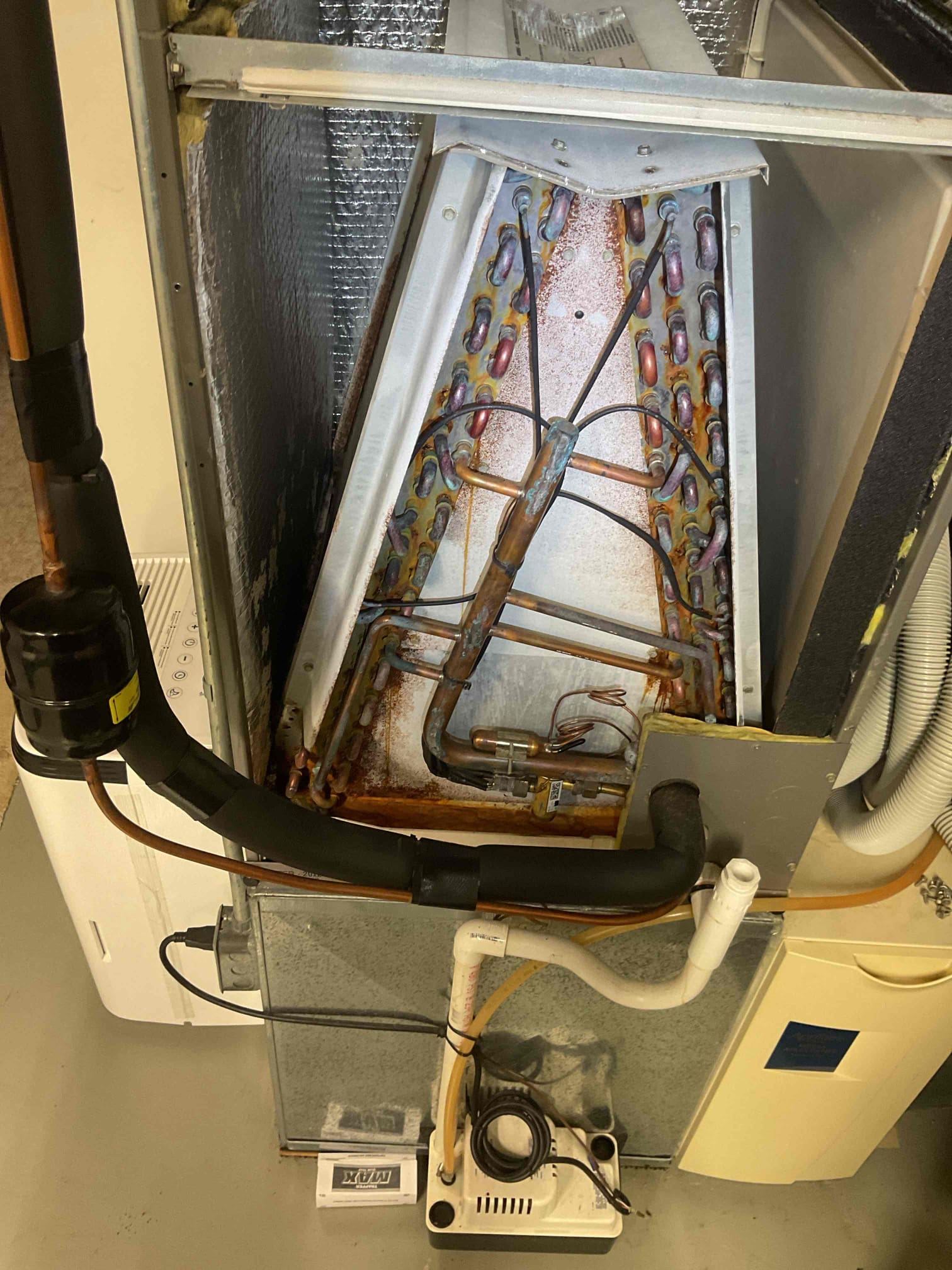 Luis performed ac tune up on four heat pumps, three Lennox and one Bosch, Bosh unit is second floor. Lennox from 2007 main house, kitchen area Lennox 2 ton from 2016, and basement Lennox from 2012. 

Main 4 ton lennox, 201 filter ok. Flush drain test pump ok check airflow supply and return air temps ok. Inspect coils, check outdoor unit electrical and refrigerant levels, r22. System is operational, currently operating but end of normal life expectancy, due to age and likelihood of issues moving forward, replacement of system is recommended. 

Kitchen area #3 Lennox 2 ton from 2016, replace 213 test pump and check drain, found unit off on low pressure switch lockout. Found indoor coil leaking, at this time unit is not operational and needs major refrigerant repairs. manufacture will provide coil under manufacture parts only warranty, customer responsible for labor, refrigerant and materials. 

Basement Lennox heat pump from 2012 2.5 ton replace customer supplied filter 22x22x1. Flush dr