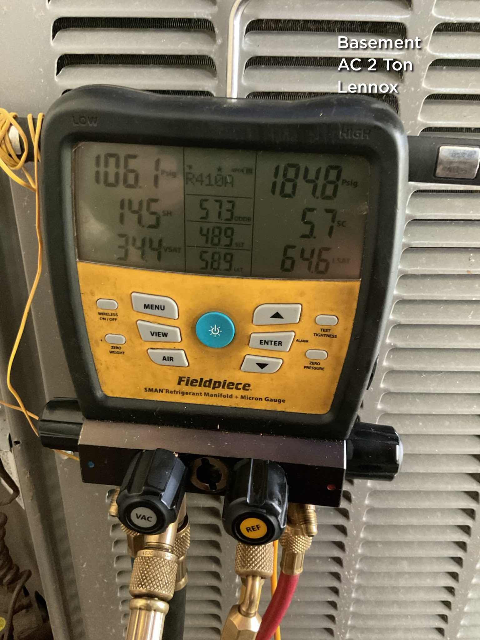 3 Systems:
1. Left-side of house 1st and 2nd Floor (Tstat on 2nd Fl Master bedroom): Gas Furnace+AC installed by Dibiase August 2023
2. Right-side of house 1st and 2nd floor (Tstat on 1st floor dining room with room sensor): Gas Furnace+AC Installed by Dibiase June 2024
3. Basement: AC+Gas Furnace; Furnace installed by Dibiase 11/29/23; AC from 2022 installed by another contractor.

Talked to homeowner about installing WiFi thermostat with room sensor as recommended last August for the right-side system of the house. Has problems in cooling season with second floor of that side of house remaining hot. She agreed. Installed Honeywell S1200 thermostat with room sensor. Configured  for gas heat and AC and Water water safeties so the thermostat will produce an alert stating “water safety issue” and shut down heating or cooling and turn fan on. 

Completed (3) AC tune ups
Replaced 16x25x1 filter for right-side system 
20x25x4 Filter for left-side system ok
Aprilaire 413 filter ok for Baseme