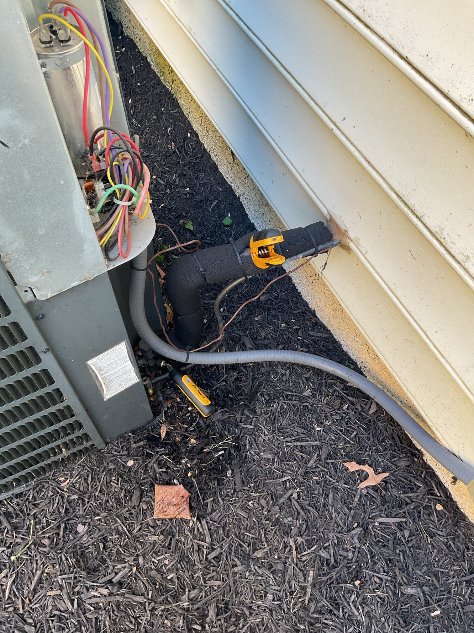5/1/26 Dan 

I arrived to the customers home to service their 8 yr old Amana a/c system . I checked the wiring connections and the voltages . I checked and replaced the indoor air filter , the filter size is 16x25x1. I Inspected the indoor coil and tested the primary drain pan and cleared and tested the water drains and traps if applicable. I Took indoor temp splits at the return and the supply  and checked the blower motor condition and operation. I looked  at the outdoor unit wiring connections and voltages . I inspected  the outdoor components and checked my unit pressures by using super heat sub cool method. I did find his dual capacitor (70/5mfd) is failing and should be replaced. He will wait on doing the capacitor . System is in running condition at this time. 

I recommended some options for a water safety and for some outdoor components. Customer will wait on doing any recommended options at this time. 