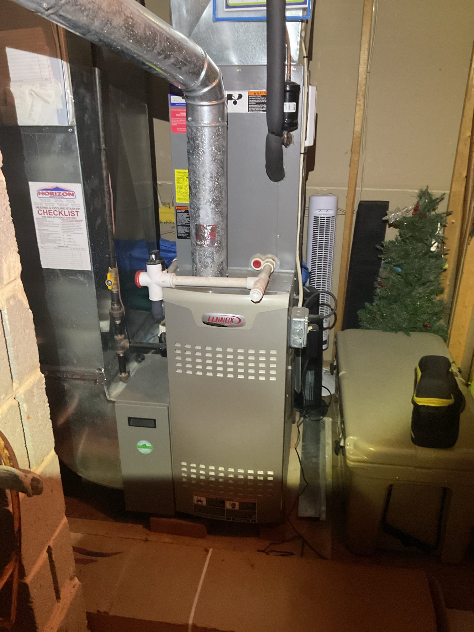 5/1/26 Dan 

I arrived to the customers home to service their 15 + yr old Lennox a/c system.  . I checked the wiring connections and the voltages . I checked and replaced  the indoor air filter , filter size is a 16x25x4 customer supplies. I Inspected the indoor coil and tested the primary drain pan with water and flushed the drain line and cleared. I Took indoor temp splits at the return and the supply  and checked the blower motor condition and operation. I looked at the outdoor unit wiring connections and voltages . I inspected  the outdoor components and checked my unit pressures by using super heat sub cool method.  The system is currently operational but past normal life expectancy. Replacement of system is recommended in the near future. 
