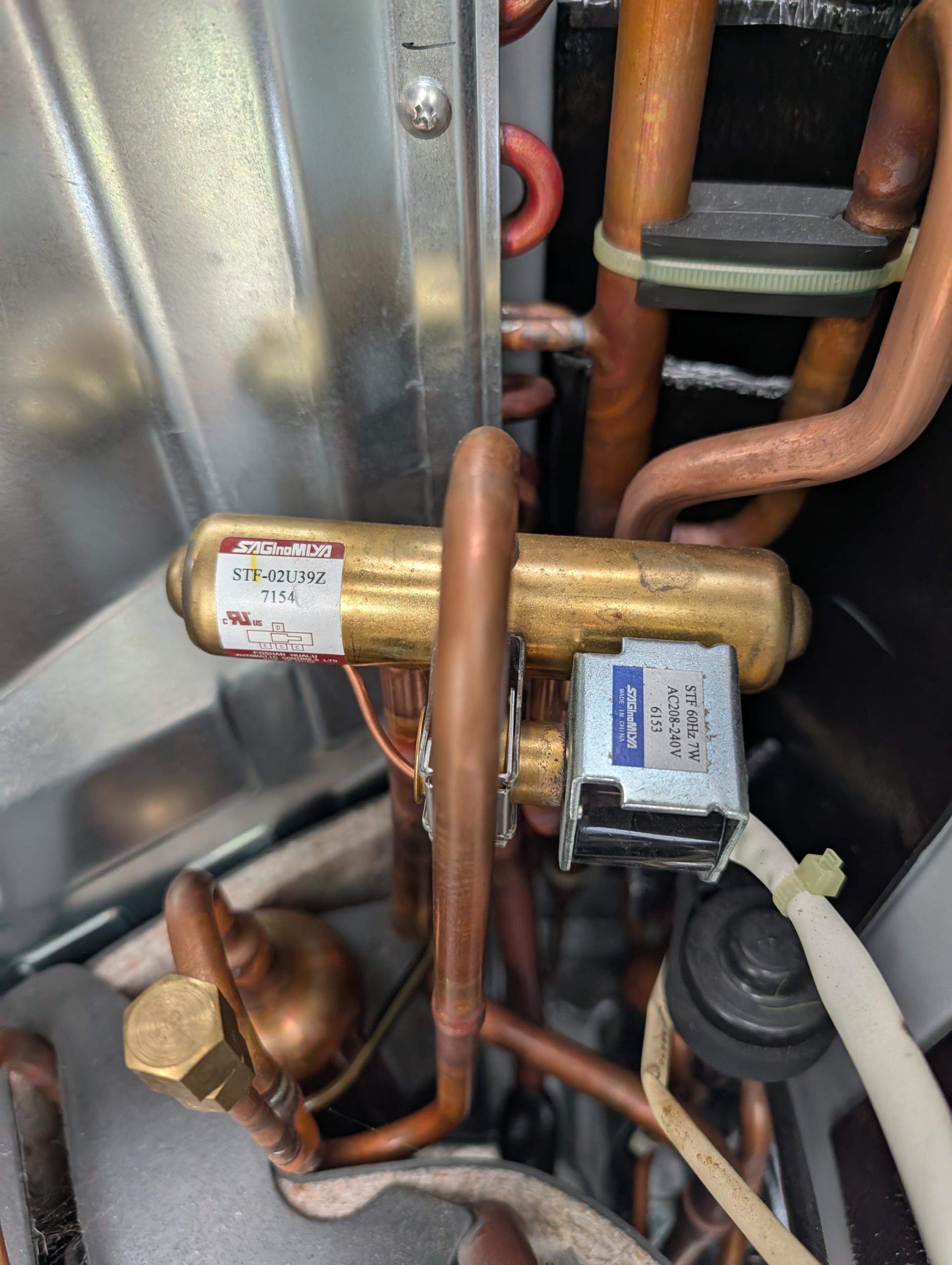 Issue is system producing 93°+ supply air when running in cooling.
Wayne did reset power and made sure filters were clean.n
When I arrived there were no error codes. 
Found reversing valve coil reasons 1.19kOhms  which is within range according to troubleshooting guide. 
Also found 215 volts present from control to reversing valve contacts CN721 after resetting power and waiting 3 min. According to troubleshooting flow chart, new control board is needed. See photos. 
*I also turned dipswitches 8 to OFF per instructions to do so if not using the Mitsubishi brand remote controller. 

We need to order outdoor control.

System was installed February 2025. Covered under Dibiase guarantee. 