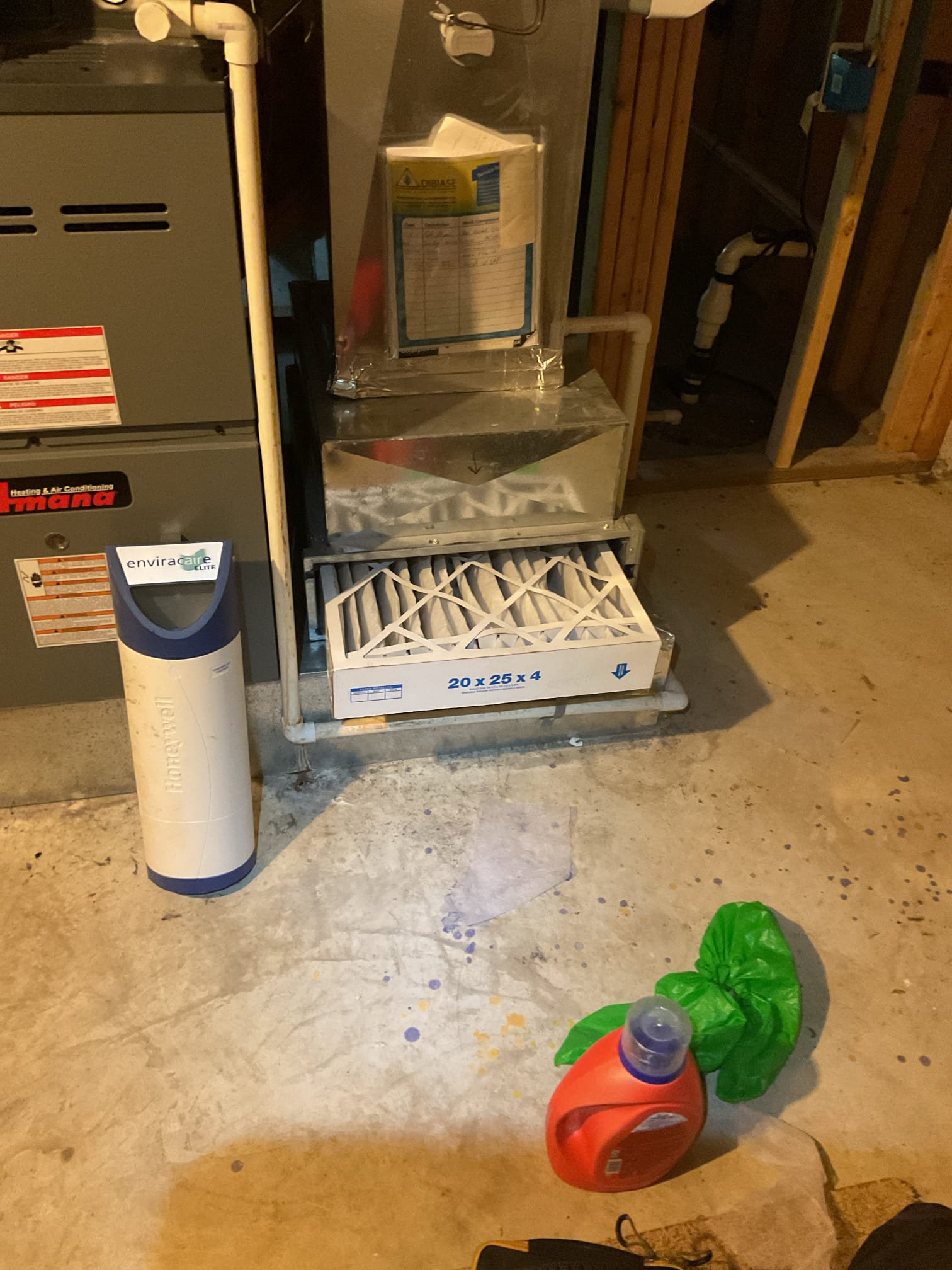 Luis 5-11-26
Performed ac tune up on Amana two ton system from 2015. Check indoor and outdoor coils, all electrical low and high voltage connections and components, air filter ok at this time. Check drain inspect indoor coils. Indoor coil has some bacteria growth. I noticed 3/4 drain pipe seems to be leaking. I provided estimate to repair fitting, I also added ez trap which take care of fitting and add water protection to system. Check refrigerant levels ok capacitor and contactor within range. Cycle ac unit ok. Provided estimate for repairs and recommendations, customer wants to wait on any work. System is 11 years old old is operational but is getting close to the end of life expectancy, system replacement should consider if there are any major repairs in future. 