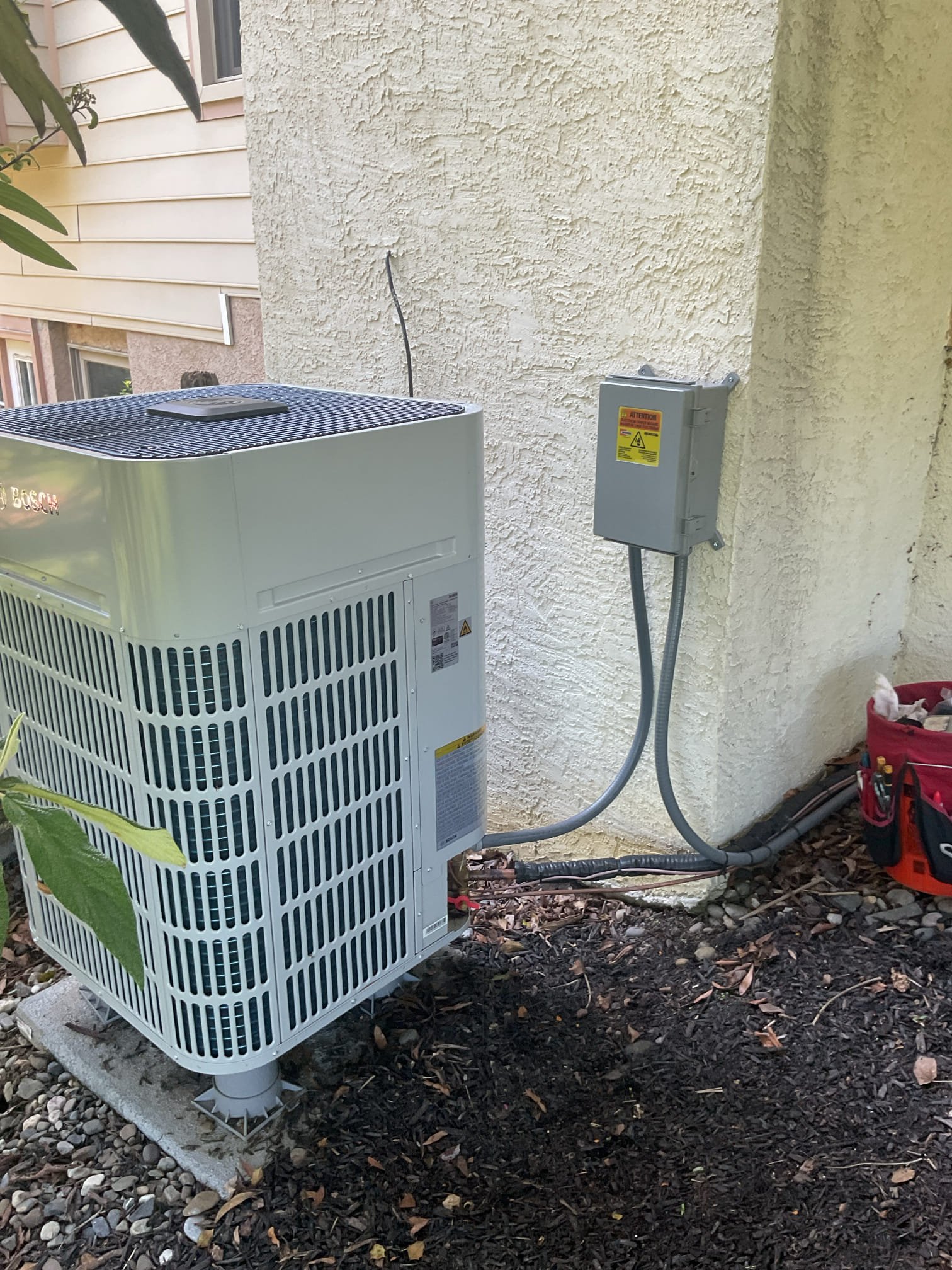 Luis 5-12-26 
Perform AC tuneup on recently installed 5 ton Bosch high heat heat pump for first floor check indoor unit coils electrical filter drain supply return air temperatures ok. Replace customer supplied air filter, added surge protection for indoor unit under installation, I also added humidifier to thermostat, check outdoor units electrical electronics and coils. Check refrigerant levels trough inverter board ok. System is working properly at the time of service. 