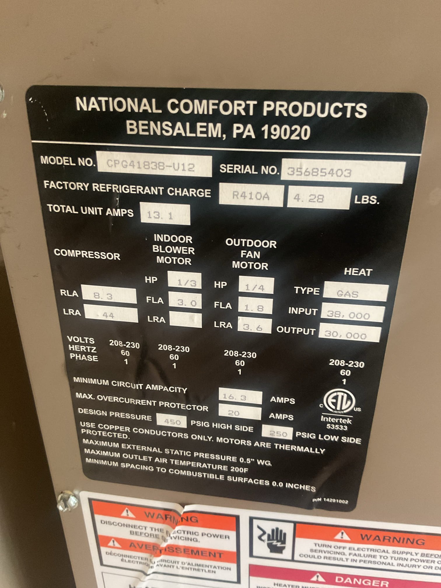 Arrived for AC tune up. 
They mentioned that the thermostat setpoint reverts back to 68° that is because there is a schedule set in configuration of thermostat. In order to keep the setpoint at a constant 72°. You must press Hokd and verify that the hold sybol is present on the display. Otherwise at the next time period in the schedule it will revert back to the schedule setpo. I did offer a more user friendly non WiFi thermostat that is capable disabling the schedule. Also offered and provided mail estimate for Honeywell S1200 WiFi thermostat. 

Tested system in heating and checked for any error codes.  There were no issues with heating operation.

Completed AC tune up for package gas/AC system. Installed 7/6/17 by another contractor. System is 9 years old. Second floor apartment/unit. 

Replaced 16x25x1 filter
Indoor and outdoor coils are in good condition. 
Cleared EZ trap and flushed drain. 
Inspected wiring, electric motors, and components. System has surge protection.
AC System v