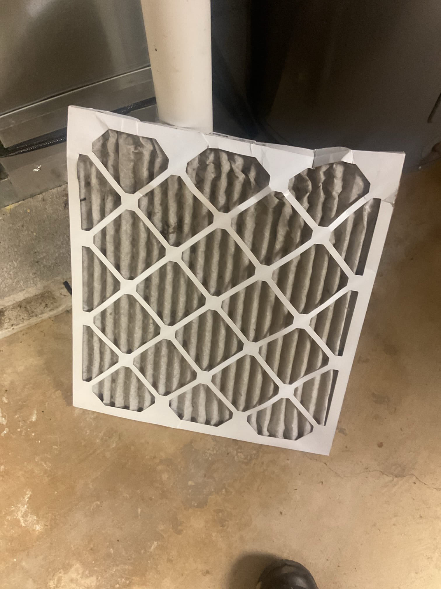 Completed AC tune up for 4 Ton Amana Luxaire heat pump system.
System dates to 2010 16 years old. 

Replaced 20x22x1 filter
Indoor and outdoor coils in good condition 
Inspected wiring, controls, electric motors and components; the wiring in the electric panel and ant the air handler high voltage needs to be repaired/re-done as described at last visit. Provided updated email  estimate for this. Also left estimates for surge protectors 
Measured temperature split and static pressure 
Inspected drains; tested pump; the AC drain should be trapped because it is installed at a point on negative side of airflow. 
Checked integrity of compressor motor (mega ohm test)

Assessed refrigerant charge checked pressures. 

AC system operating well at this time but system is beyond what is considered replacement age of a heat pump system (10 years).  Consultation for system replacement are free fro, Dibiase 