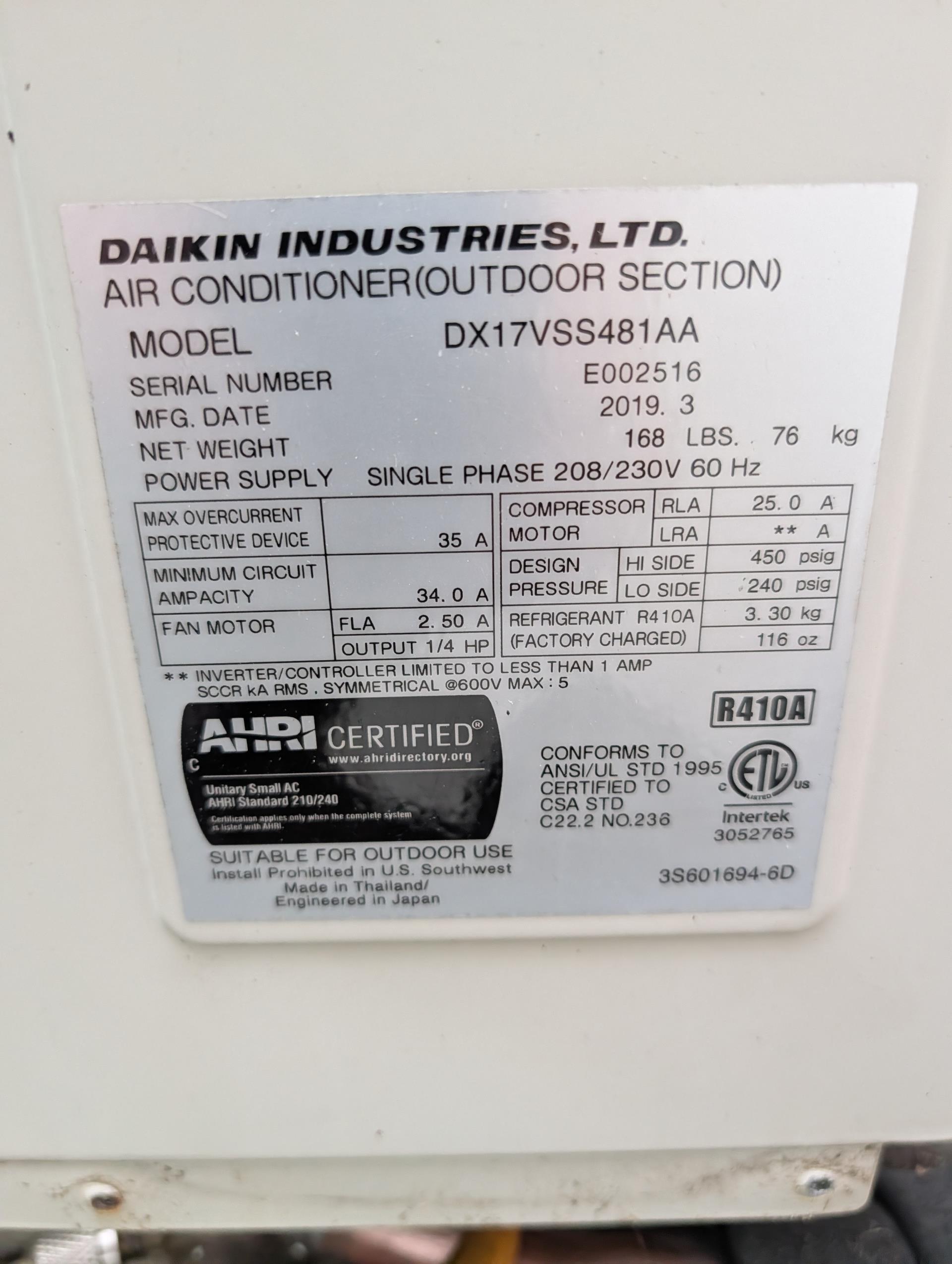 Completed (2) AC tune ups: 
-1st floor system 4Ton Daikin Inverter/natural gas furnace hybrid. Daikin Fit thermostat. Dates to 2019 7 years old

-2nd Floor system 2 Ton R22 Lennox AC/Gas Furnace dates to 2003; 23 years old

Basement system filter is 20x25x1 electrostatic. Clean
2nd Floor filter 14x25x1 also clean. Left one for homeowners on site
For each system:

Inspected Indoor and outdoor coils: Indoor coil 1st floor good, cleaned outdoor coil with available hose (very little debris to speak of), indoor coil for 2nd floor rusted as to be expected given age. Outdoor coil clean. 
Inspected wiring, controls, electric motors and components; left estimates for surge protectors for 2nd Floor system. 1st floor equipment has surge protectors 
Measured temperature split and static pressure both systems ok (20.5 for 1st floor system) (19.5 for 1st floor system)
Inspected drains; cleared trap in basement. Both drains are piped to a floor drain. Provided updates estimate to install pum, EZ trap