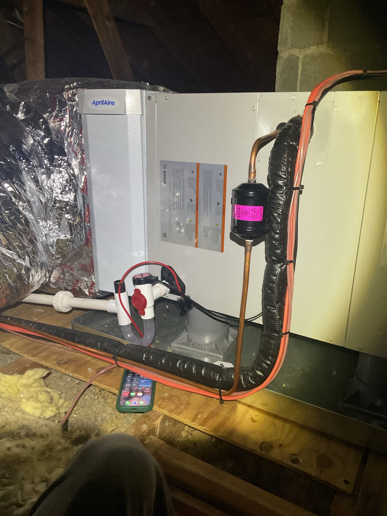 5/18/26 Dan 

I arrived to the customers home to service their 1 yr old bosch a/c system . I checked the wiring connections and the voltages . I checked and found the indoor air filter is good , the filter size is a AA313. ( customer replaced about month ago ). I Inspected the indoor coil and tested the primary drain pan and cleared and tested the water drains and traps if applicable. I Took indoor temp splits at the return and the supply  and checked the blower motor condition and operation. I looked  at the outdoor unit wiring connections and voltages . I inspected  the outdoor components and checked my unit pressures by using super heat sub cool method.  System in good operating condition at this time. 
