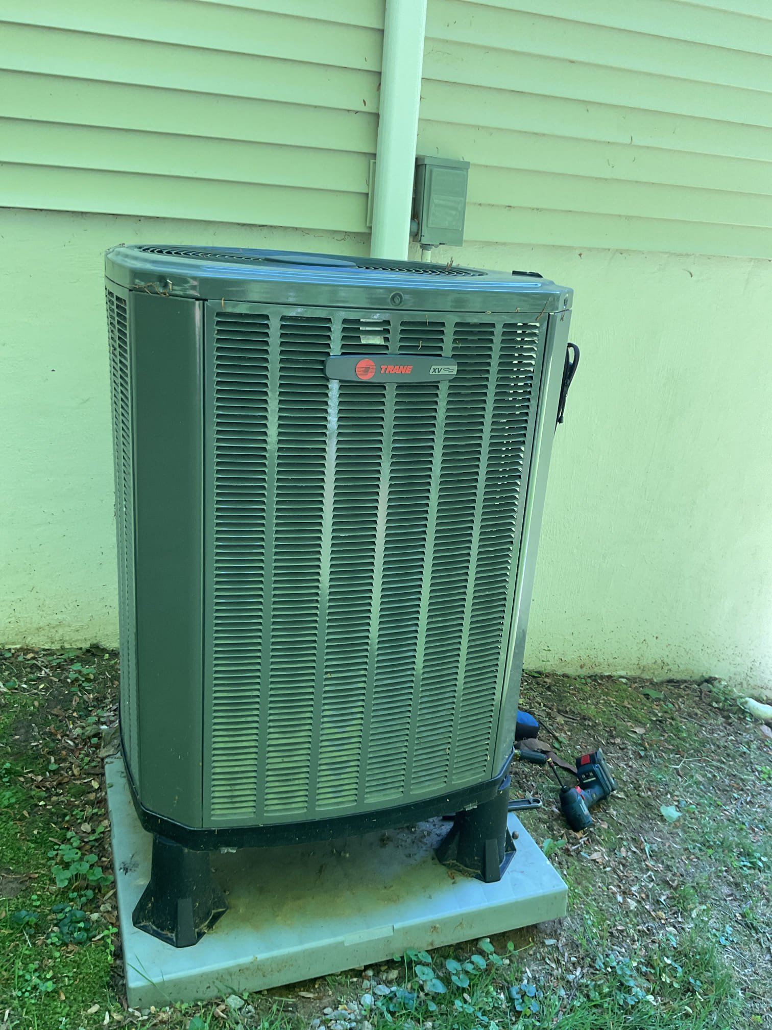 Completed AC tune up for 3 Ton Trane inverter system
Installed 5/14/24 by Dibiase 2 years old. 

Replaced 20x24x1 filter
Indoor and outdoor coils in good condition; cleaned outdoor coil with available hose. Very little debris to speak of. 
Inspected wiring, controls, electric motors and components;
Measured temperature split and static pressure 
Inspected drains; cleared EZ trap. 

Assessed refrigerant charge checked pressures. 

AC System operating well at this time. 

Homeowner renewed (2) plan memberships 
-AC plan membership 
-Oil Boiler plan membership 