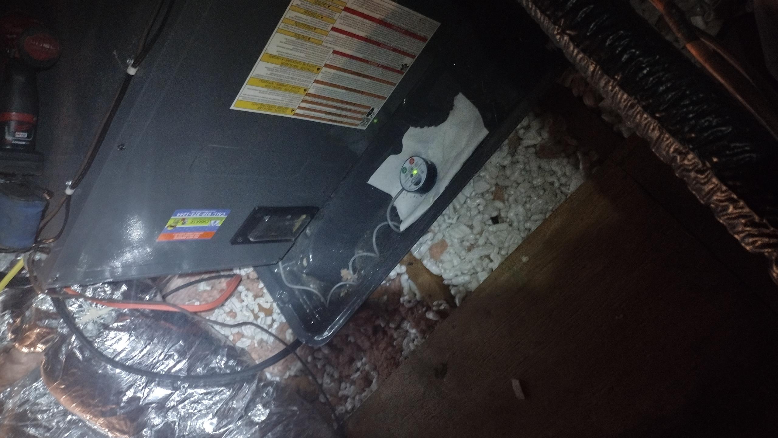 Luis 5-19-26 
Performed ac tune up Amana 3 ton heat pump from 2022 check electrical low and high voltage connections and components, inspect 24x24x1 
filter. Flush drain inspect trap and coils ok  check air flow supply and return air ok 47/67 checked outside unit refrigerant levels and electrical ok. Cycle heat pump. handler uv light  is out customer will take care of that.  High static is causing water to drip from drain pan. I would recommend replacing filter every 30 days to minimize airflow restriction. System is working properly at the time of service. 
Emailed estimate for air purification system. 