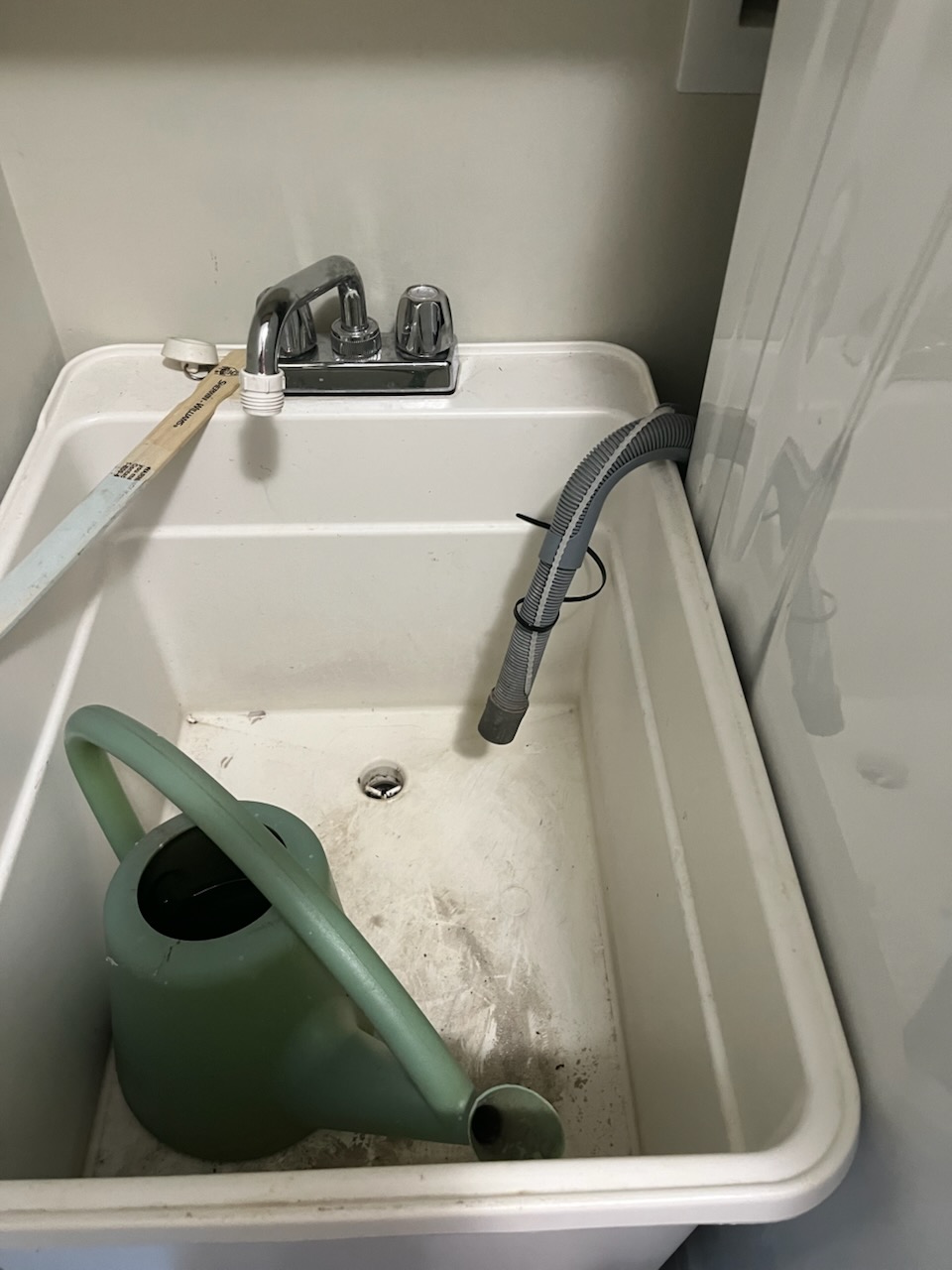 Luis 5-19-26 
Customer called in for water leaking from pump. Found vinyl tubing on floor. We originally run new vinyl from pump to sink, it looks like we only used one zip tie.p and vinyl tuning came loose and came out of the sink base. I corrected issue by adding couple more zip ties and I also fasten it to washer machine hoses for more sturdy connection. Test pump operation ok. No charge recall from installation. 