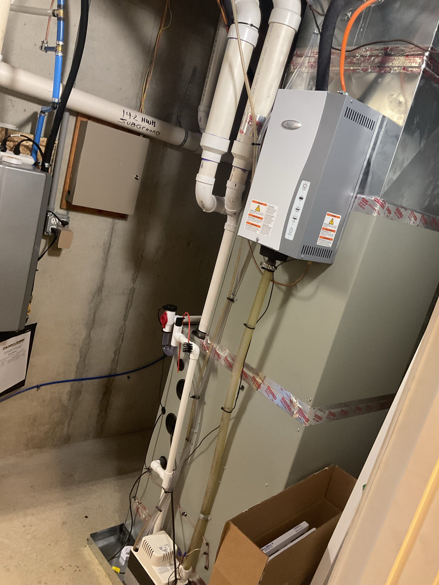 Luis 5-20-26 perform quality assurance on recently installed system first heat and ac unit. Check all settings on indoor and outdoor ok. All electrical ok. Check refrigerant levels ok test water safeties ok. No corrections were needed. System pass QA. turned off humidifier for summer. 