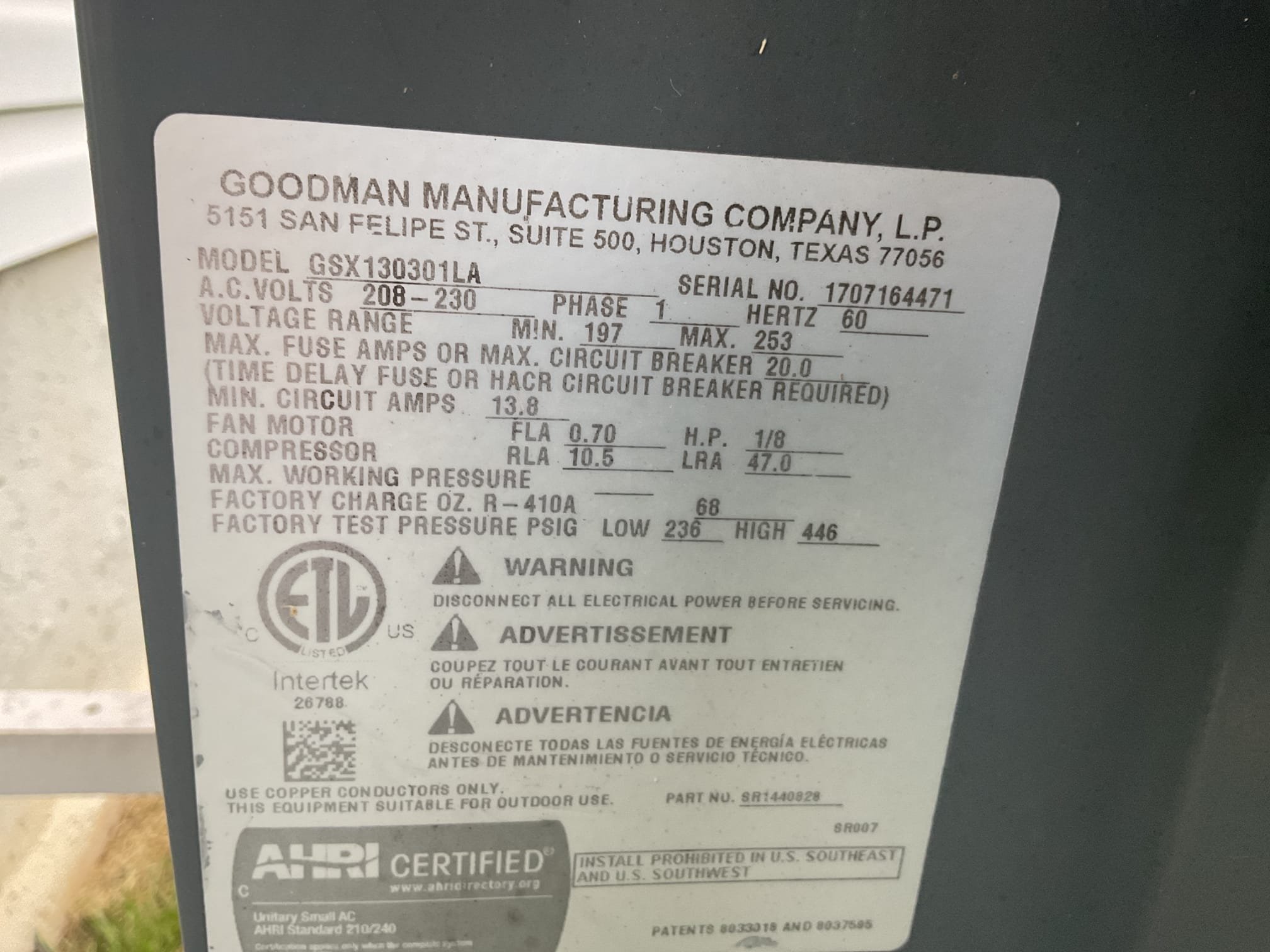 5/21/26. Fully assessed no cooling situation on 2017 Goodman a/c system. Gave system a call for cooling. Found indoor unit blower running and outdoor fan motor but no compressor. Found failed 50/5 capacitor. Provided estimate to replace capacitor. Customer agreed. Installed new 50/5 capacitor and tested operation. Checked 410a refrigerant pressures. Checked temperature split at indoor unit. Tested blower capacitor. Found dirty 16x25x1 air filter that was a 3m merv 13. Talked to customer about ethier going to a merv 8 or installing an air ranger to be more effective at collecting dirt and dust particles without the high merv rating. A/c is working properly at time of service. 