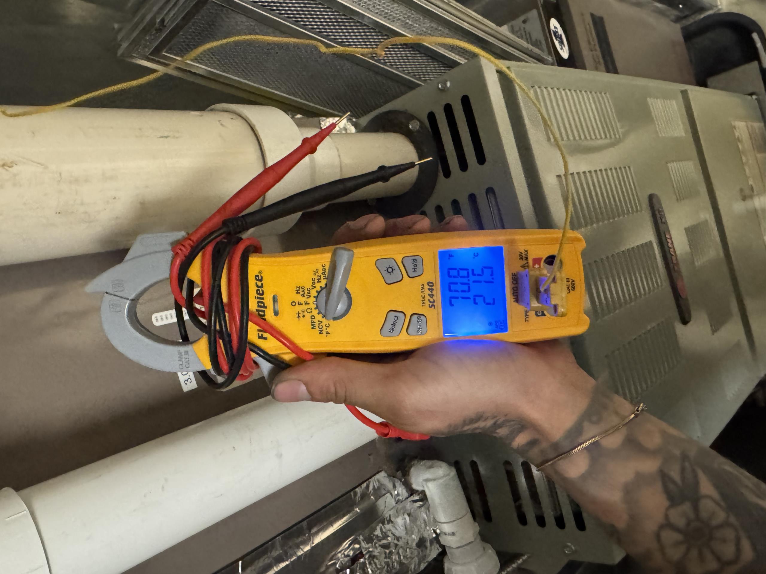 Basement 90% furnace/AC-(TRANE)
-Arrived on site and spoke with customer 
-Was told system is running but not blowing out cold air
-Verified operation on system and verified pressures
-System was severely low on refrigerant (hi-200 lo-190)
-A return visit is needed and system will be leak searched & charged properly to insure operation (additional charge if we need to add dye/sealant)
-System is currently inoperable and a return visit is needed 

5/22/26

Ultimately determined that compressor is not running at all for second floor system (but condenser fan is). 45/5 capacitor Good. Tried (2) different kinds of start kits but to no avail.

Outdoor units and furnaces were replaced in 2018 but the original indoor coils were kept! Indoor coils are 20 years old. The only warranty remaining is for furnace heat exchanger
 
Standing pressures 165. There is refrigerant in system. Did a complimentary electronic leak search on indoor coil and brazed joints. Sprayed brazed joints with leak detecti