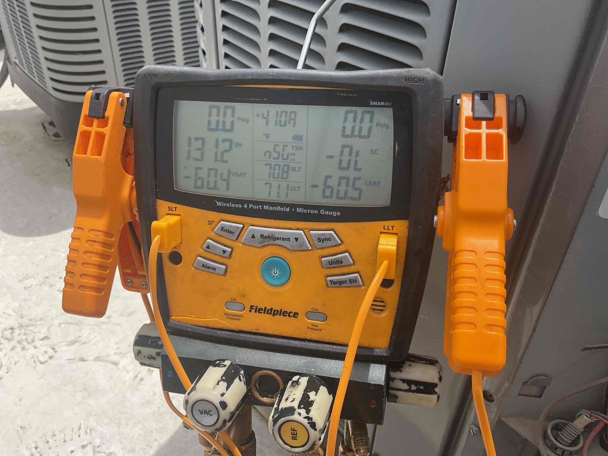 5/22/26. Fully assessed no cooling situation on 2016 Rudd heat pump system. Gave system a call at the thermostat and air handler came on went up on the rooftop and found outside heat pump locked out on low pressure lock out. Looked inside the heat pump and found copper suction line completely broke clean off at the reversing valve. This could be an issue with the compressor that broke off the joint. Highly recommend replacing entire system. Provided estimate to repair but could definitely be further issues. 